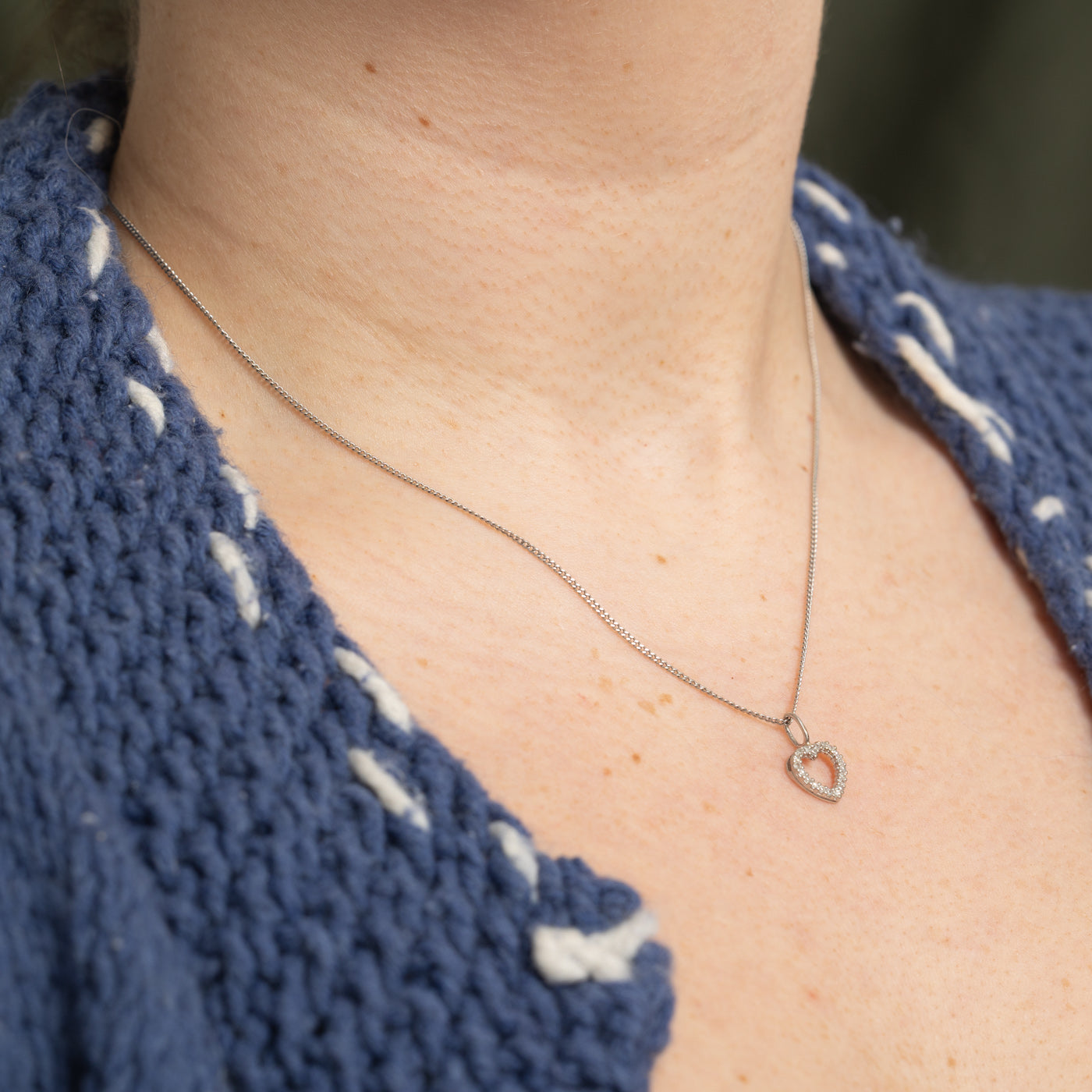 14k Diamond Heart Charm