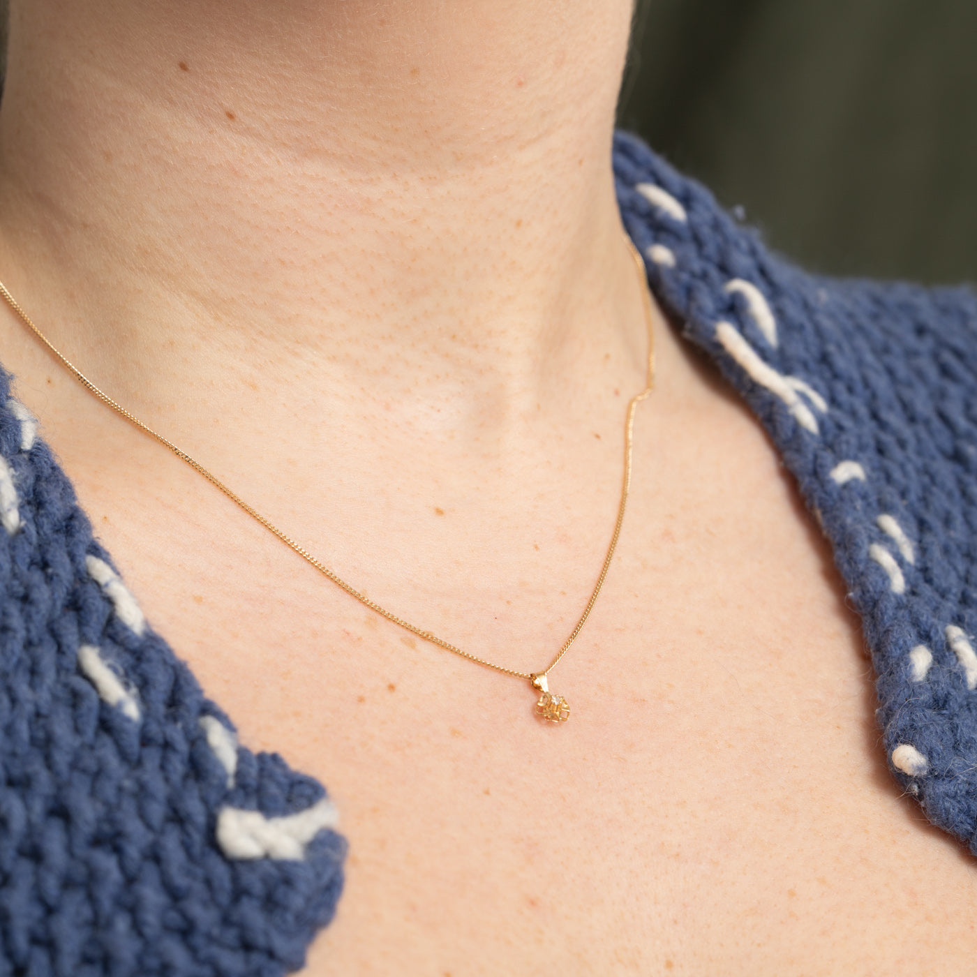 14k Belcher Set Diamond Petite Pendant