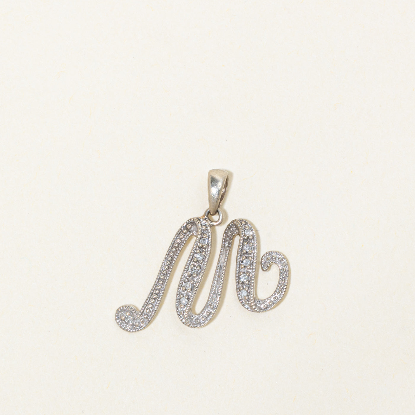14k Diamond "M" Initial Pendant