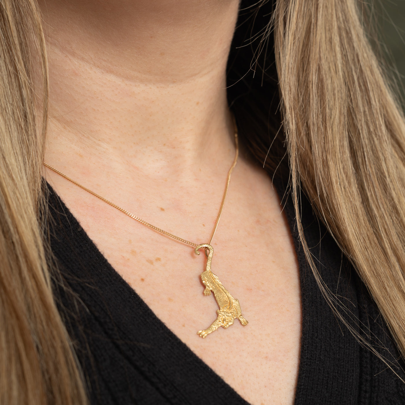 14k Textured Tiger Pendant