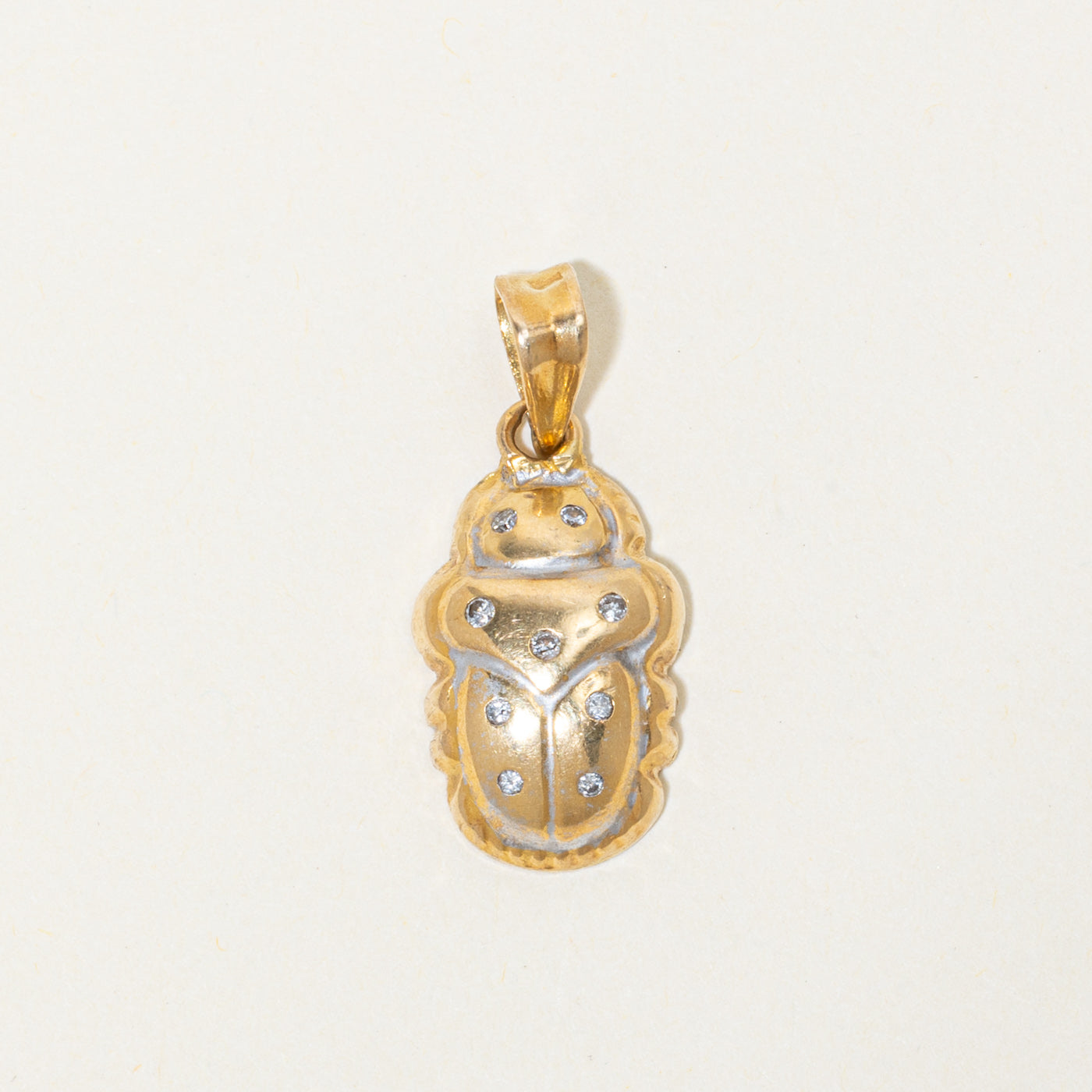 19k Diamond Scarab & Ankh Cross Pendant