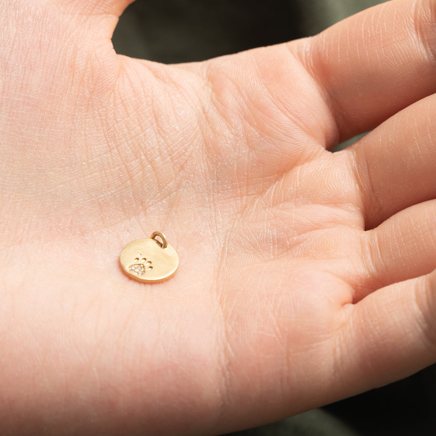14k Diamond Paw Print Charm
