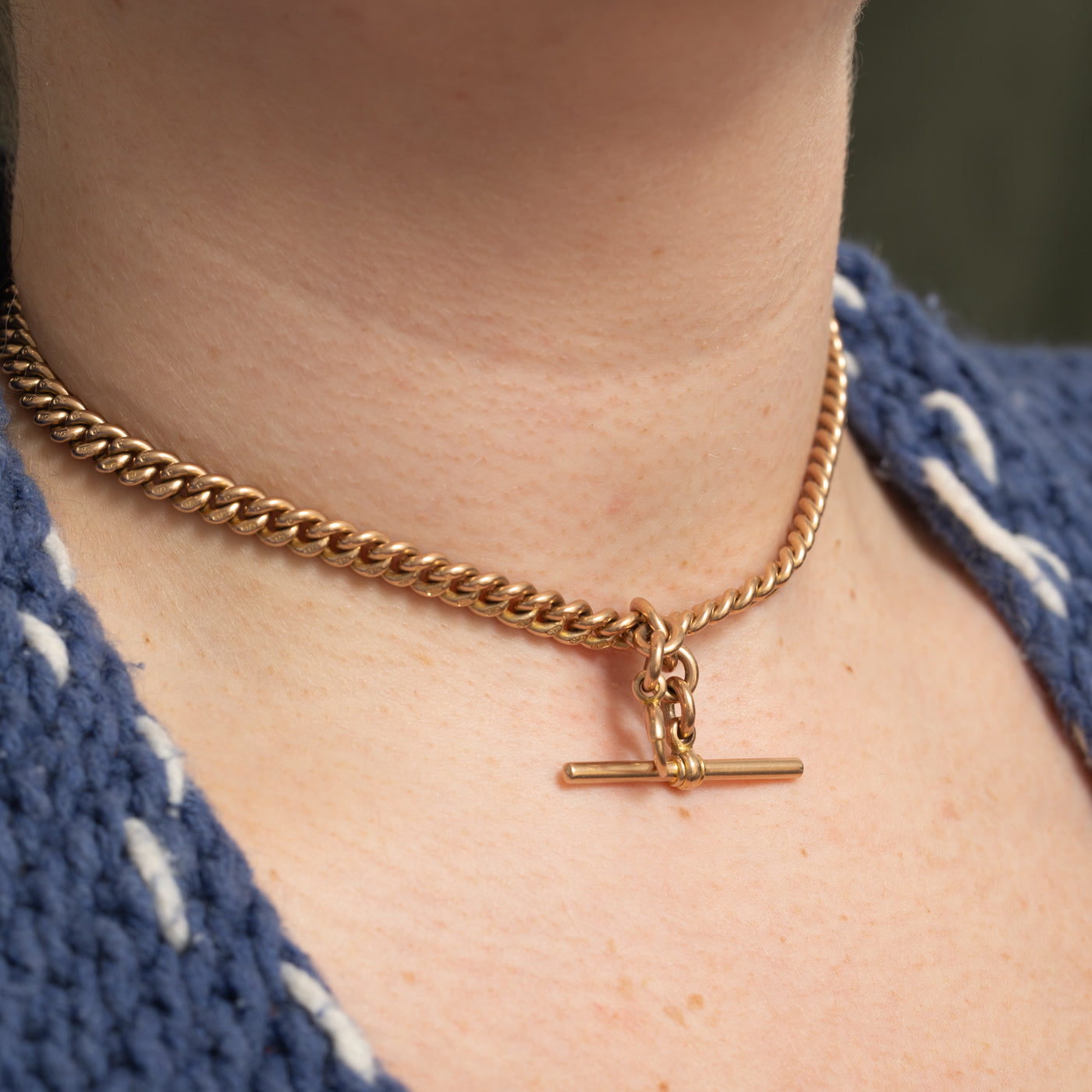 Birmingham 9K Yellow Gold T Bar Watch Chain | 6.55mm | 14.5" |