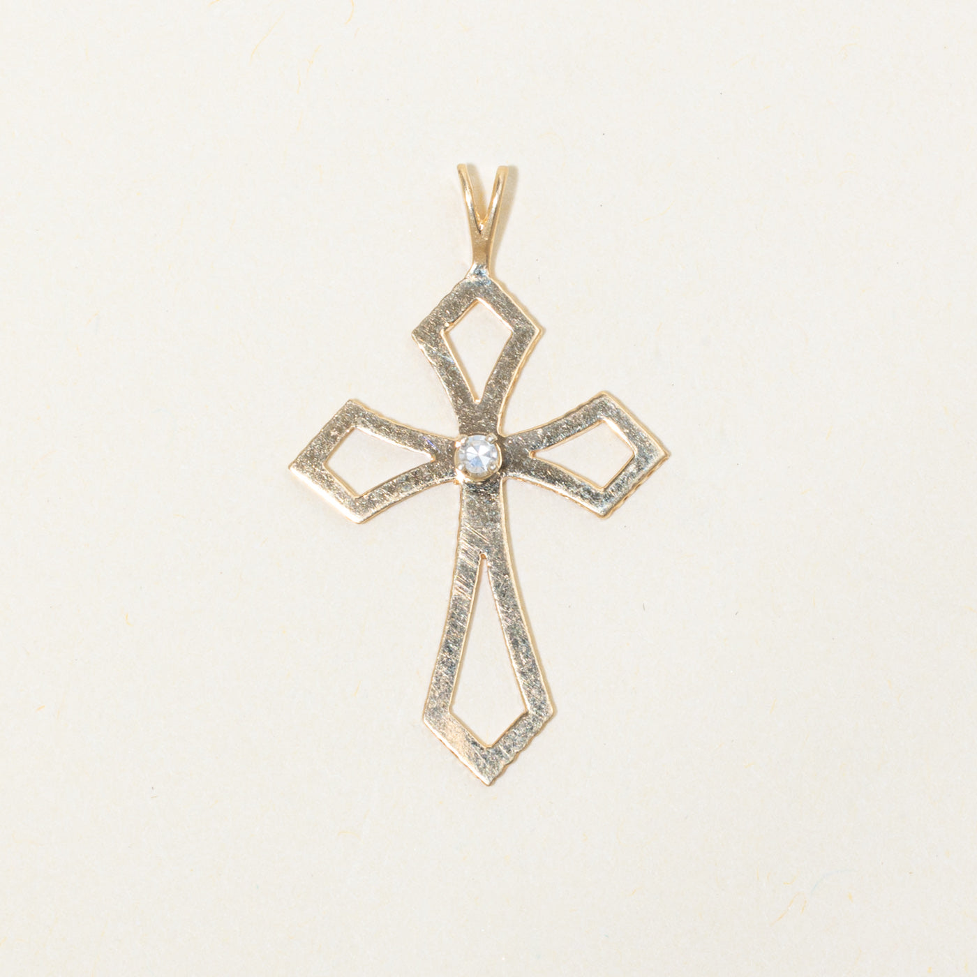 14k Diamond Geometric Cross Pendant