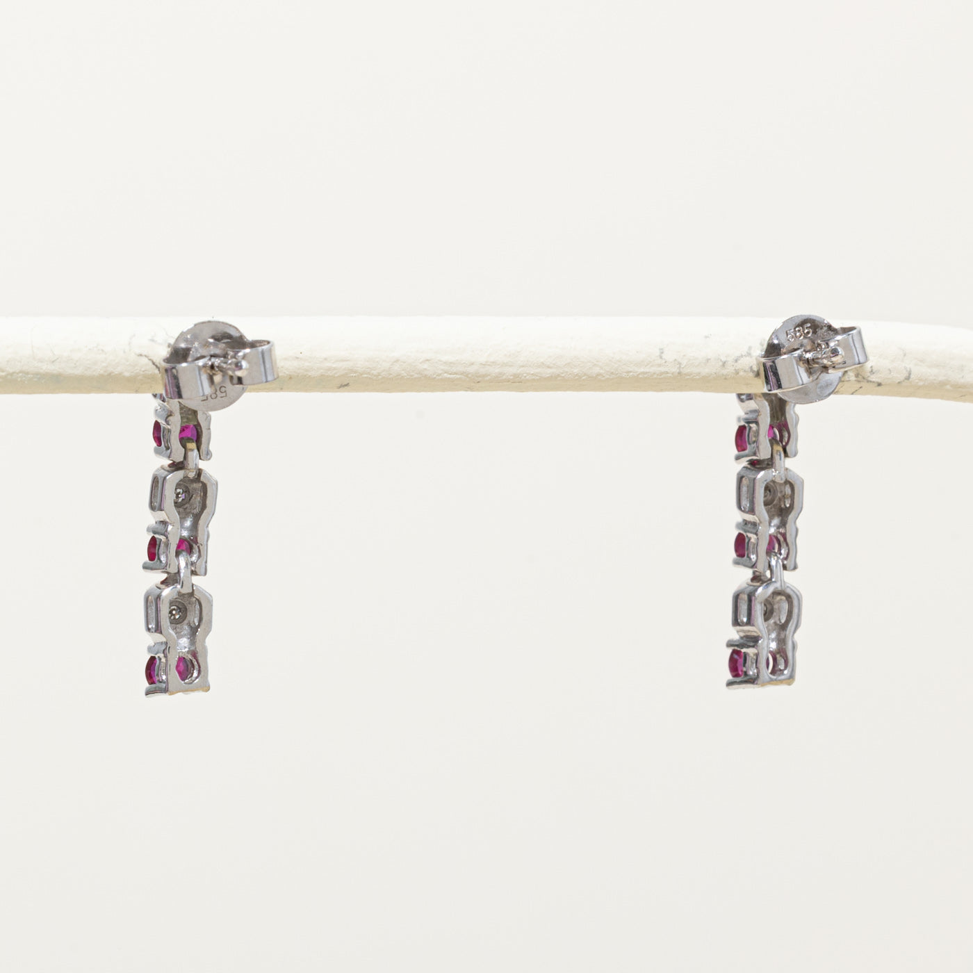 14k Ruby & Diamond Drop Earrings | 0.60ctw, 0.03ctw