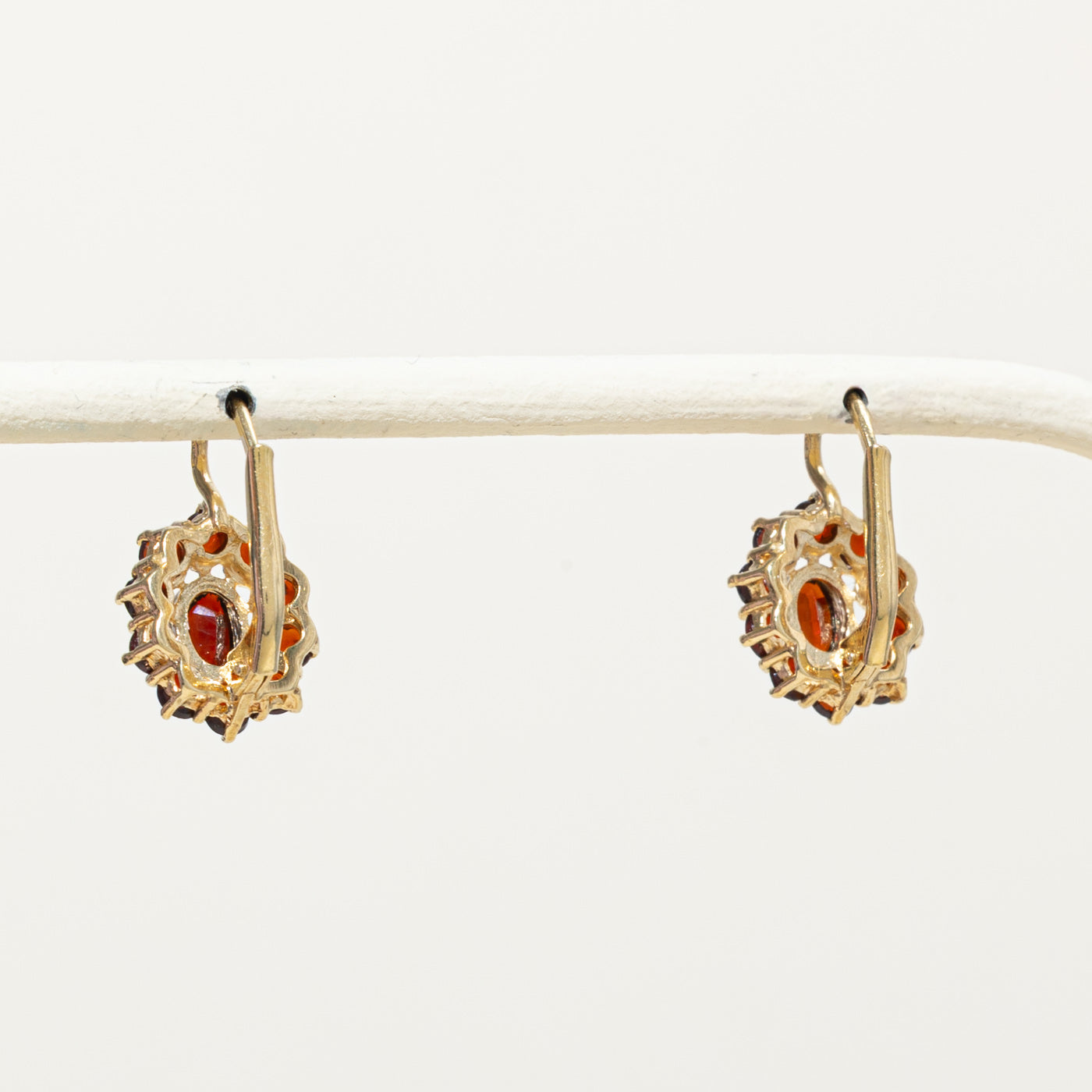 18k Garnet Floral Cluster Drop Earrings | 2.00ctw