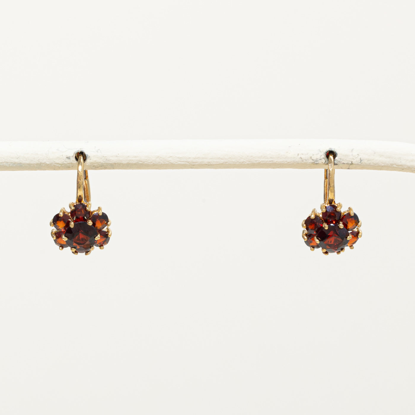 18k Garnet Floral Cluster Drop Earrings | 1.70ctw