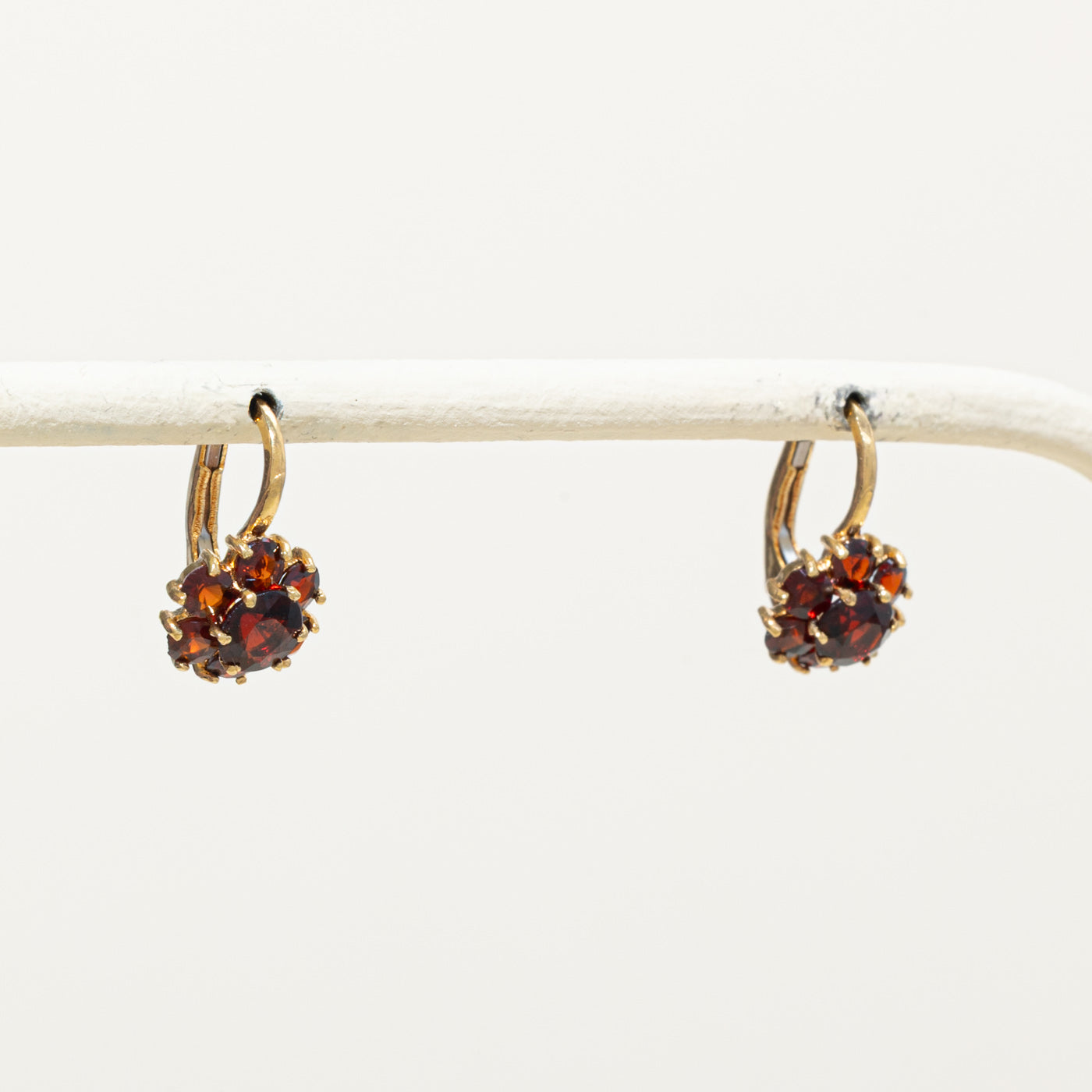 18k Garnet Floral Cluster Drop Earrings | 1.70ctw
