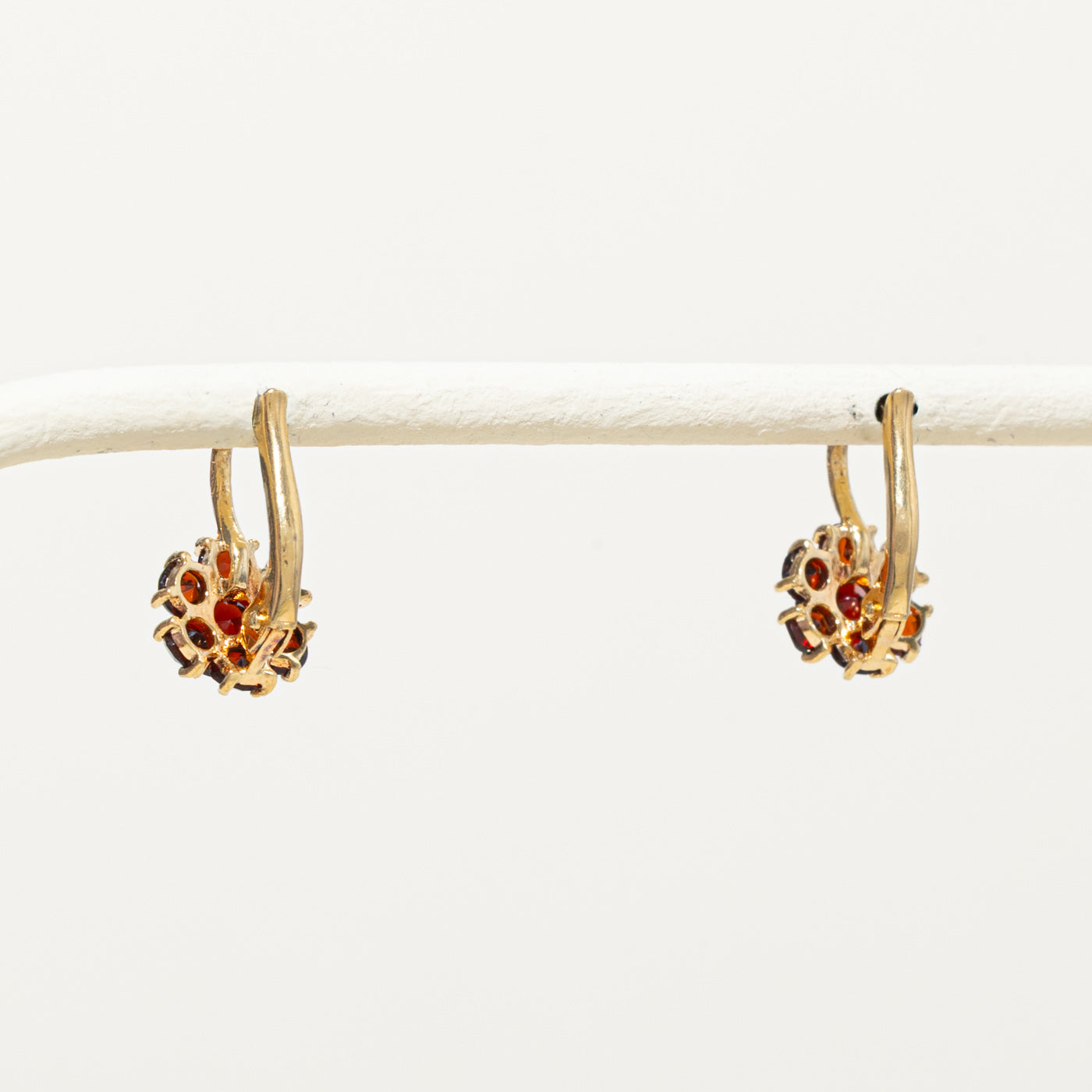 18k Garnet Floral Cluster Drop Earrings | 1.70ctw