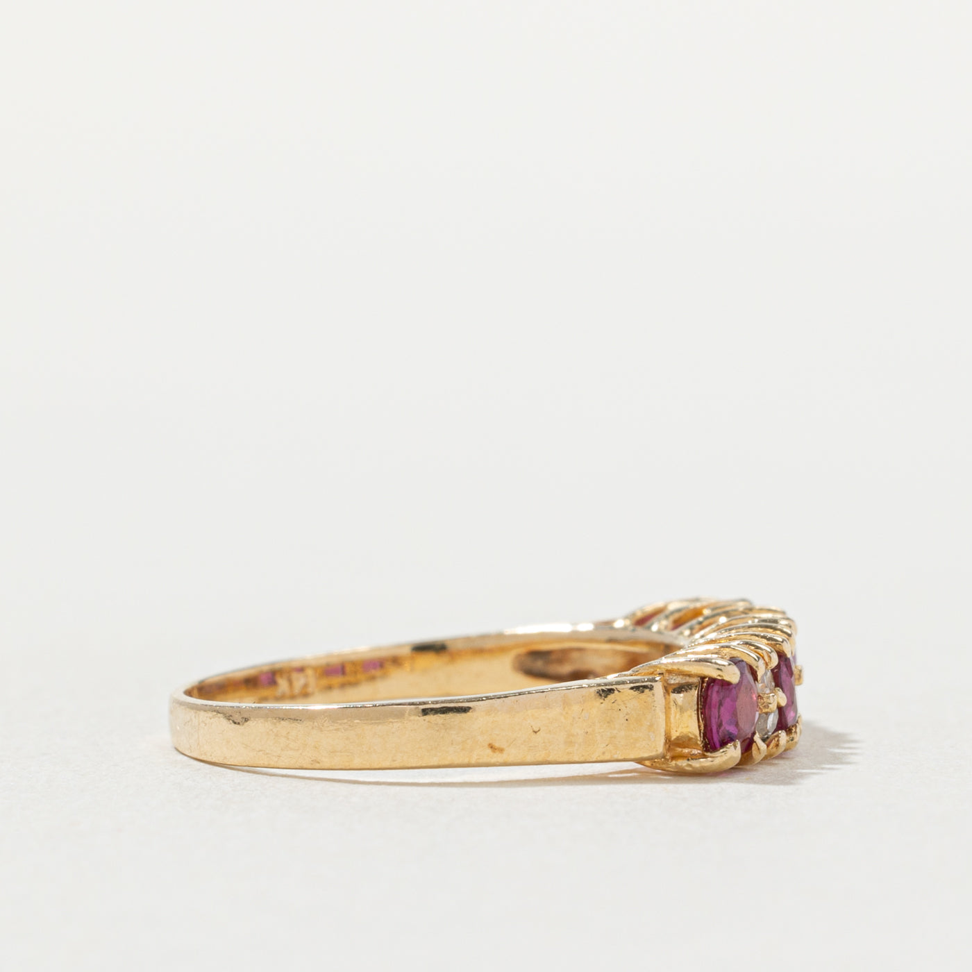 14k Four Stone Ruby & Diamond Accented Band | 0.50ctw, 0.06ctw | SZ 5
