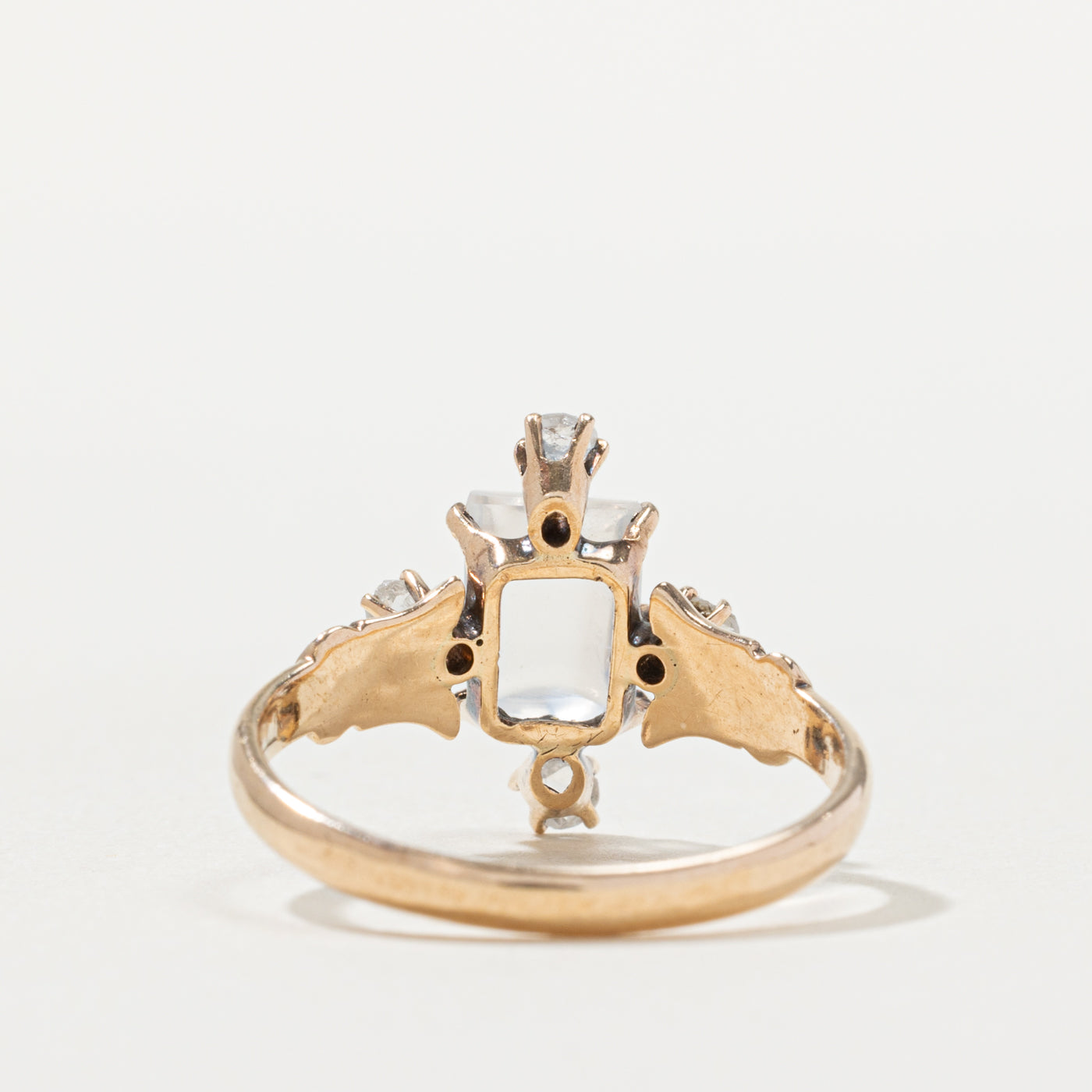Antique 10k Moonstone & Diamond Ring | 0.70ct, 0.12ctw | SZ 5.5