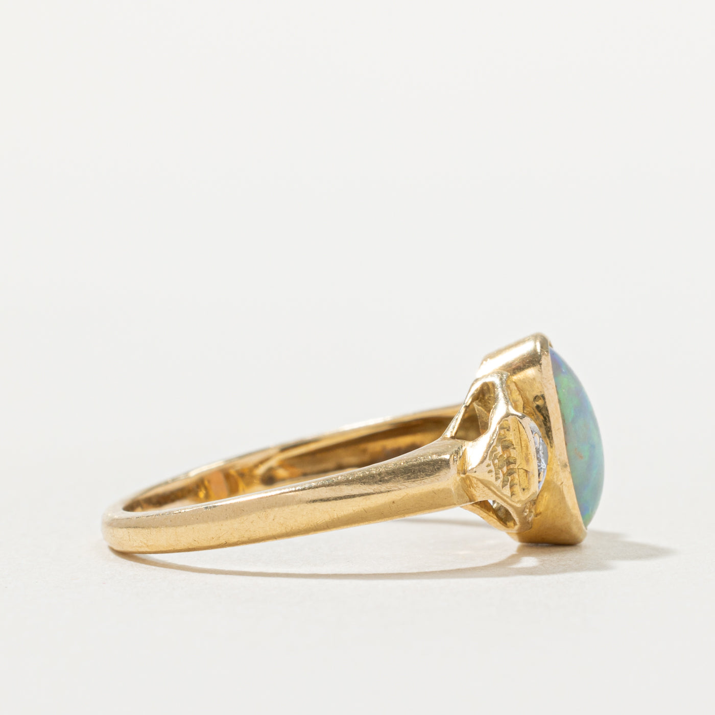 18k Opal & Diamond Accented Geometric Ring | 0.75ct, 0.04ctw | SZ 7
