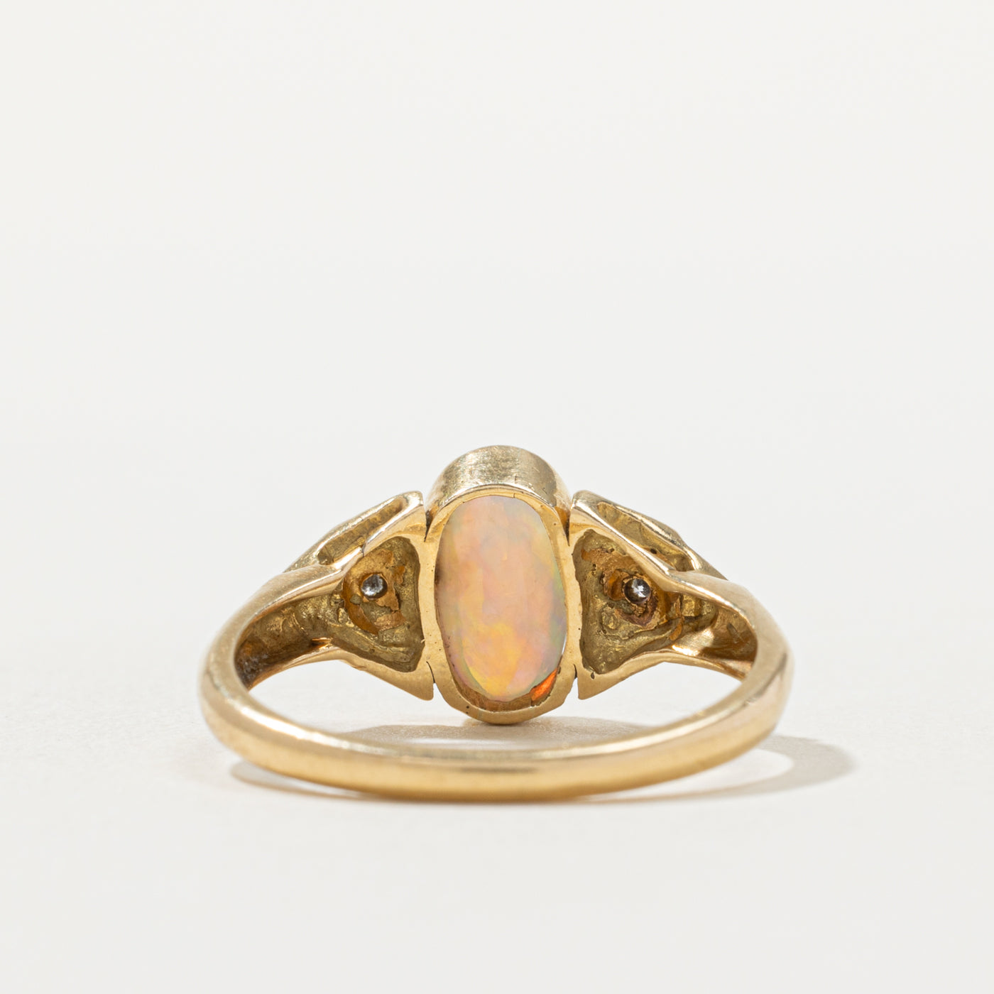 18k Opal & Diamond Accented Geometric Ring | 0.75ct, 0.04ctw | SZ 7