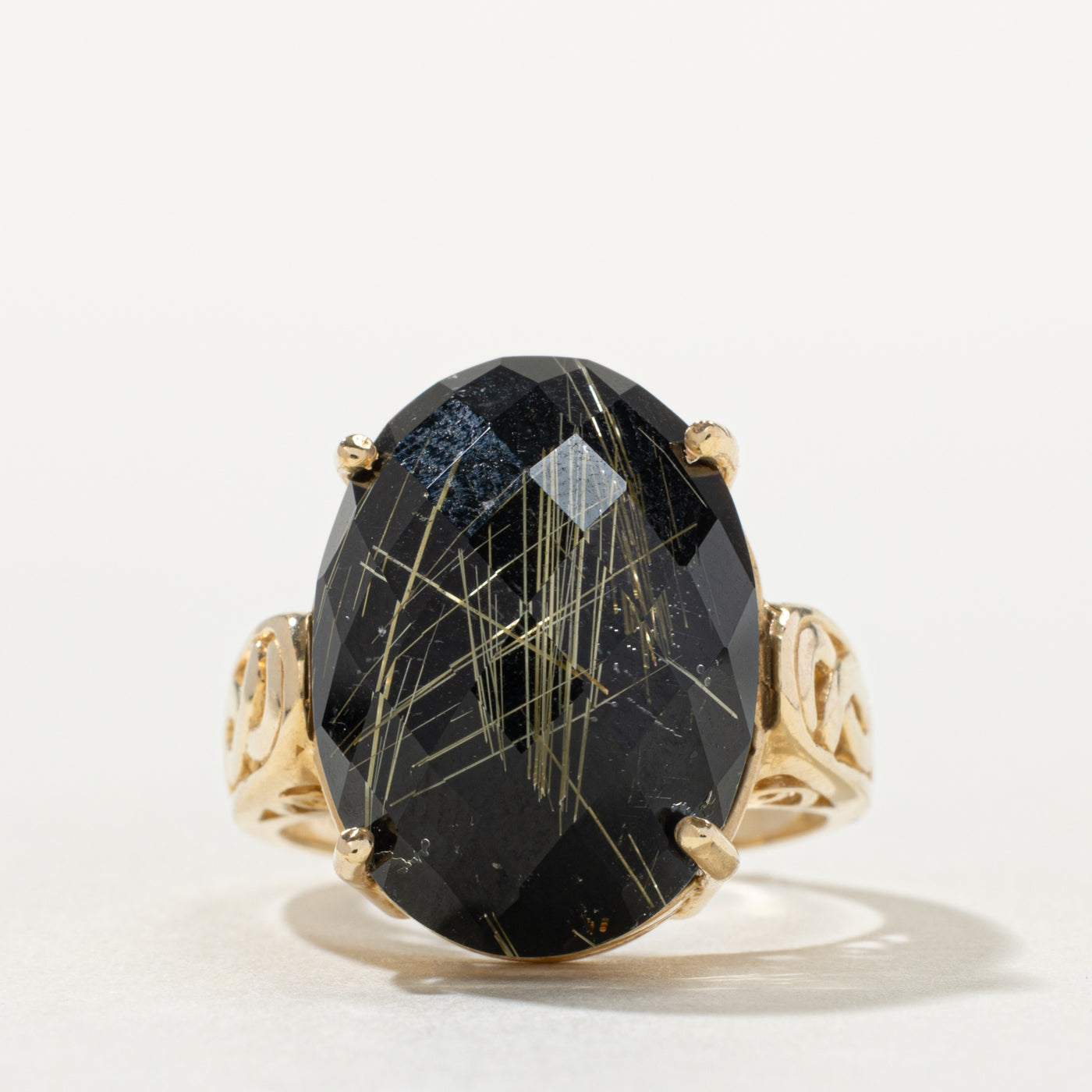14k Quartz Openwork Cocktail Ring | 13.50ct | SZ 6.25