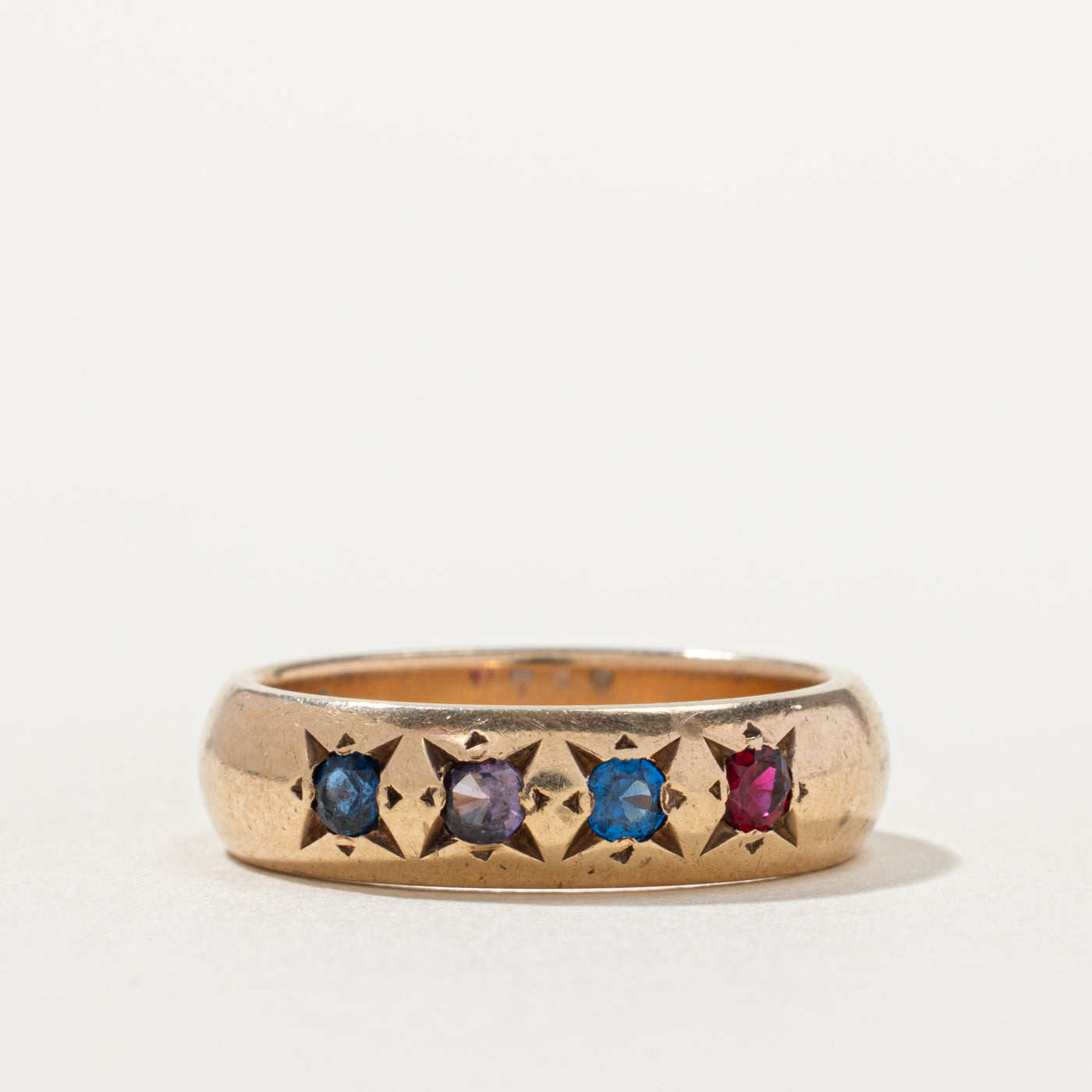 Star Set Four Stone Synthetic Gemstone Ring | 0.20ctw | 5.40mm | SZ 6.5