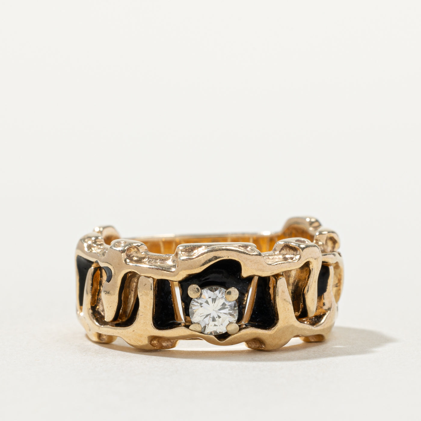 14k Diamond Geometric Puzzle Wedding Ring Set | 0.18ct | SZ 6.25