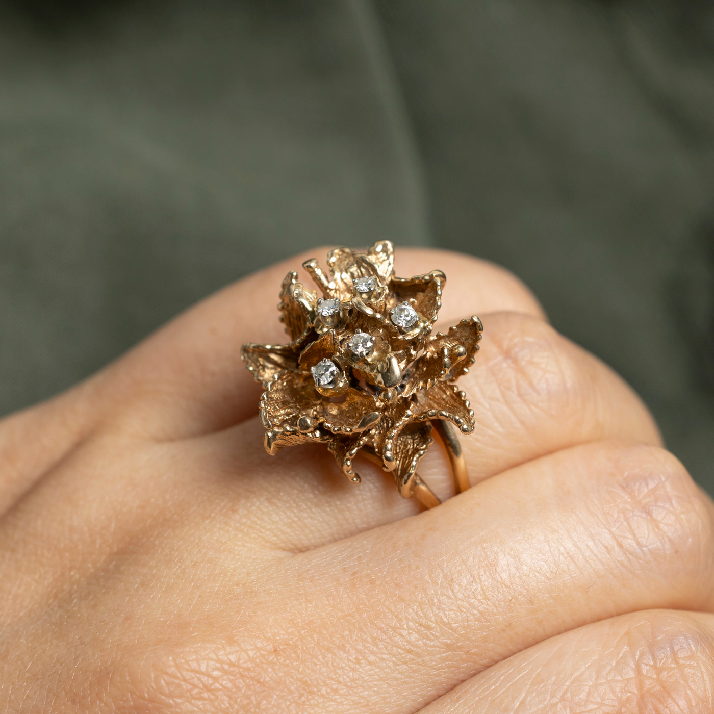 10k Diamond Cluster Flower Cocktail Ring | 0.23ctw | SZ 9.25