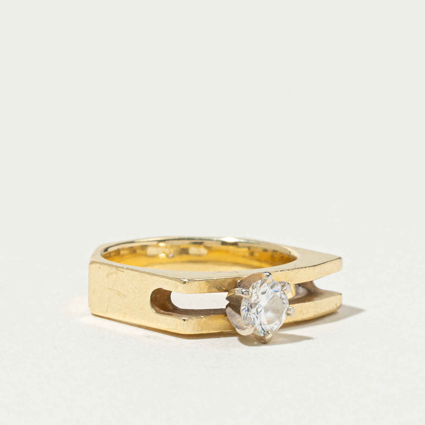 18k Diamond Solitaire Open Band Ring | 0.57ctw | 5mm | SZ 8