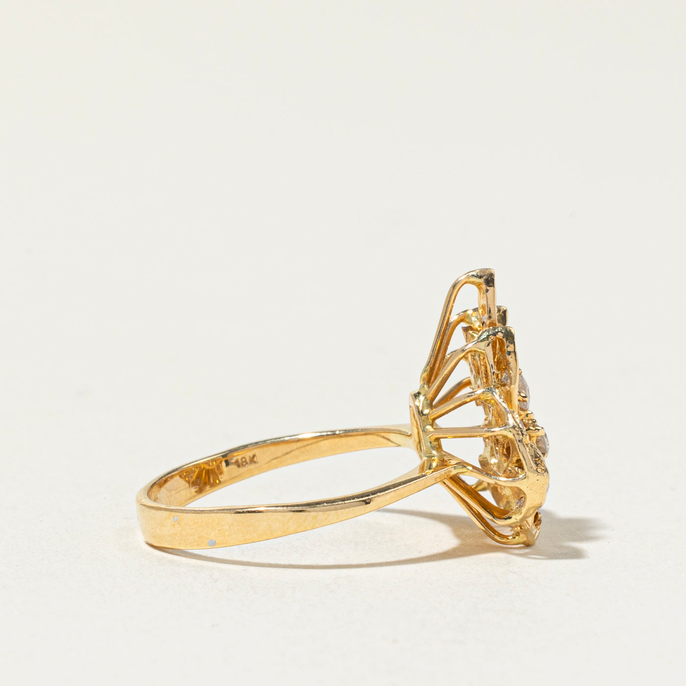 18k Diamond Cluster Floral Cocktail Ring | 0.30ctw | SZ 7