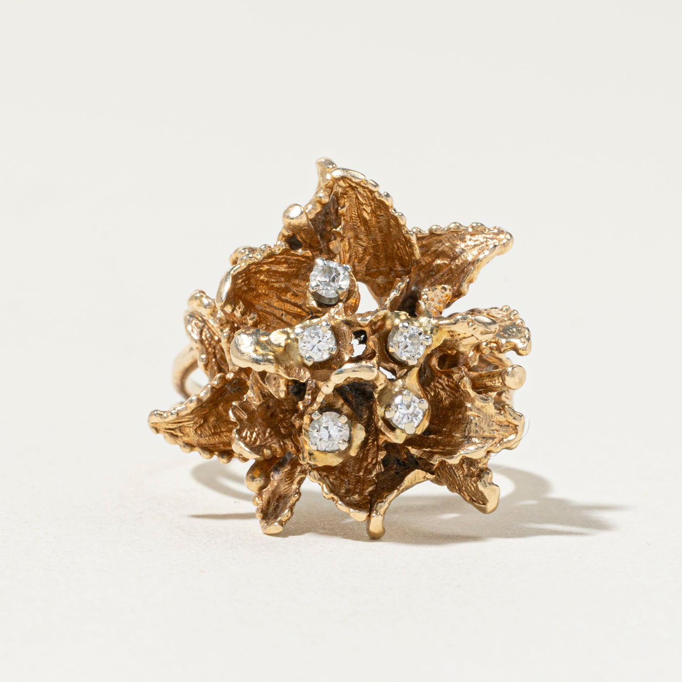 10k Diamond Cluster Flower Cocktail Ring | 0.23ctw | SZ 9.25