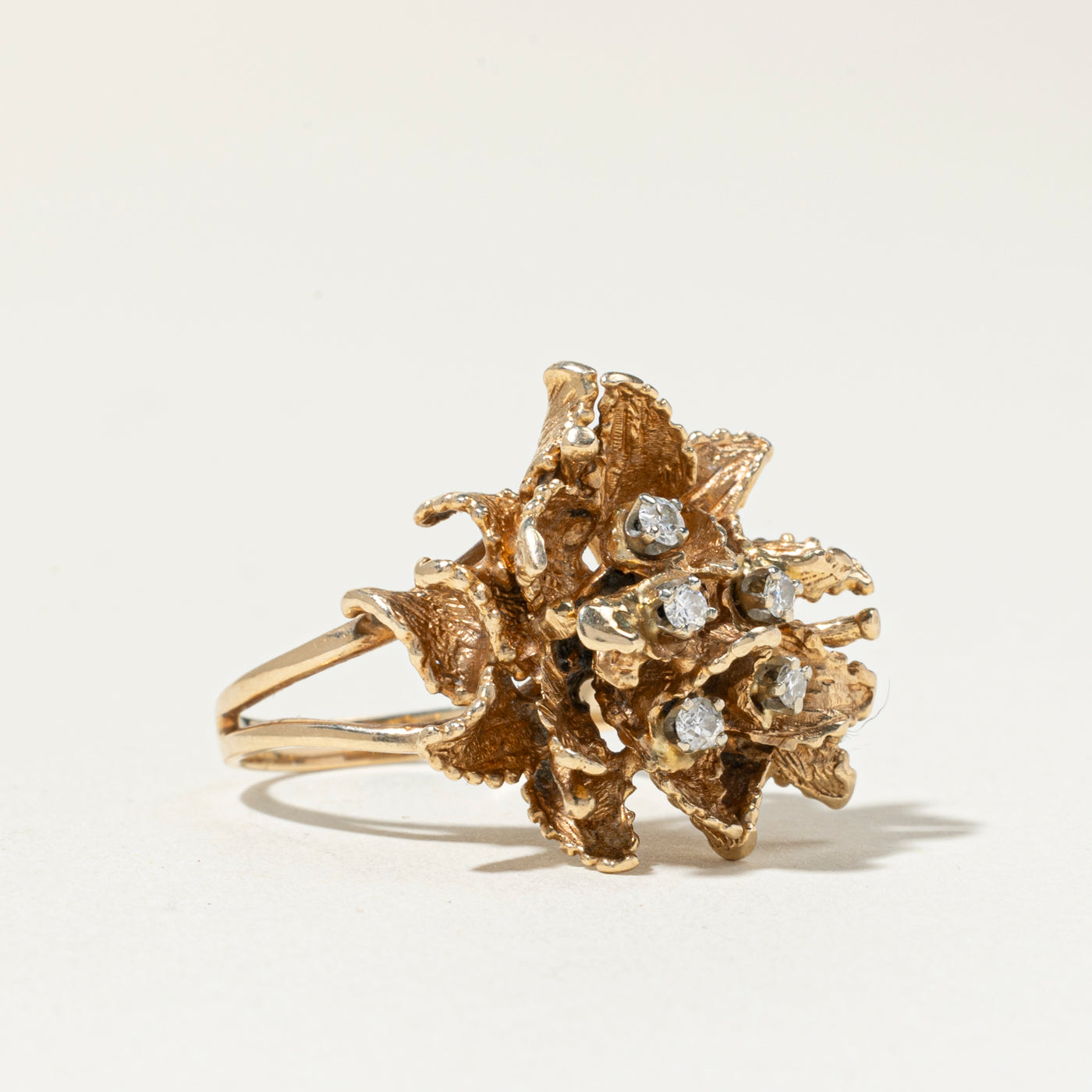 10k Diamond Cluster Flower Cocktail Ring | 0.23ctw | SZ 9.25