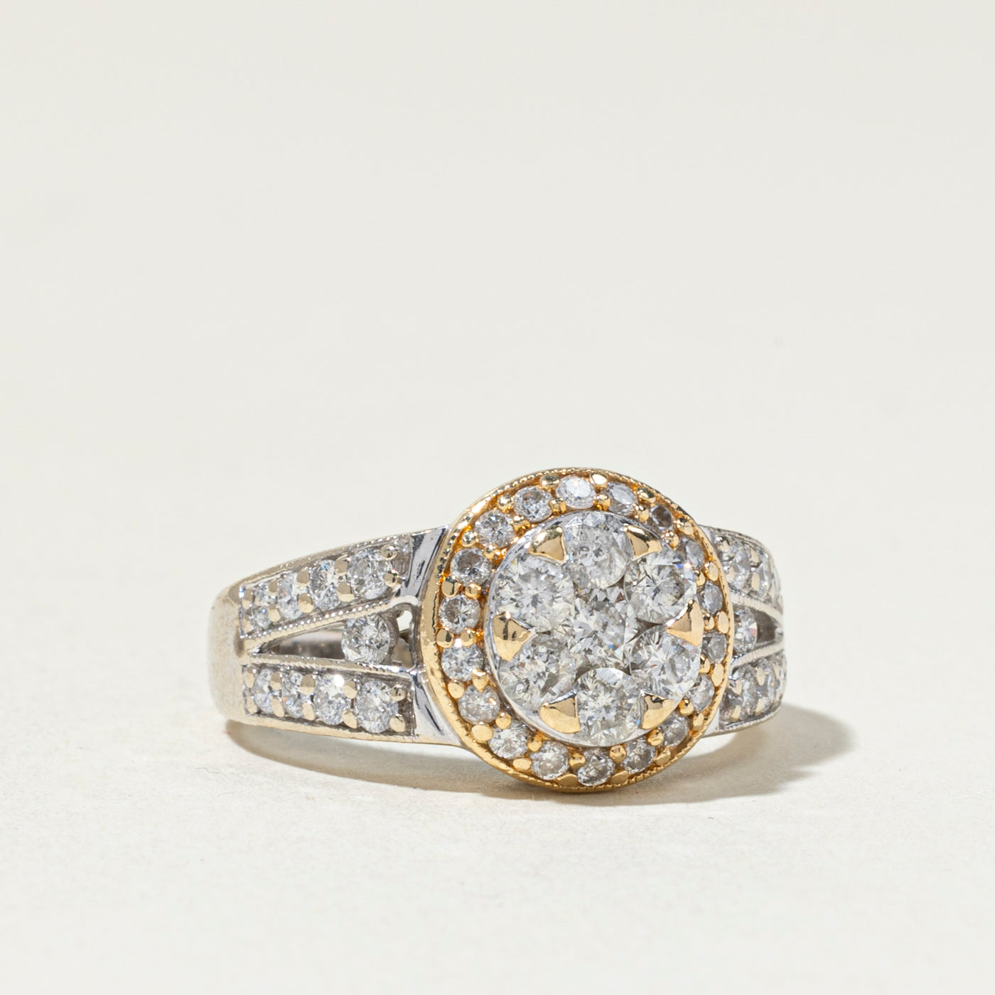 14k Diamond Cluster Halo Ring | 1.52ctw | SZ 7.25