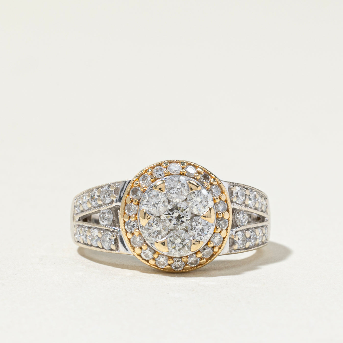 14k Diamond Cluster Halo Ring | 1.52ctw | SZ 7.25