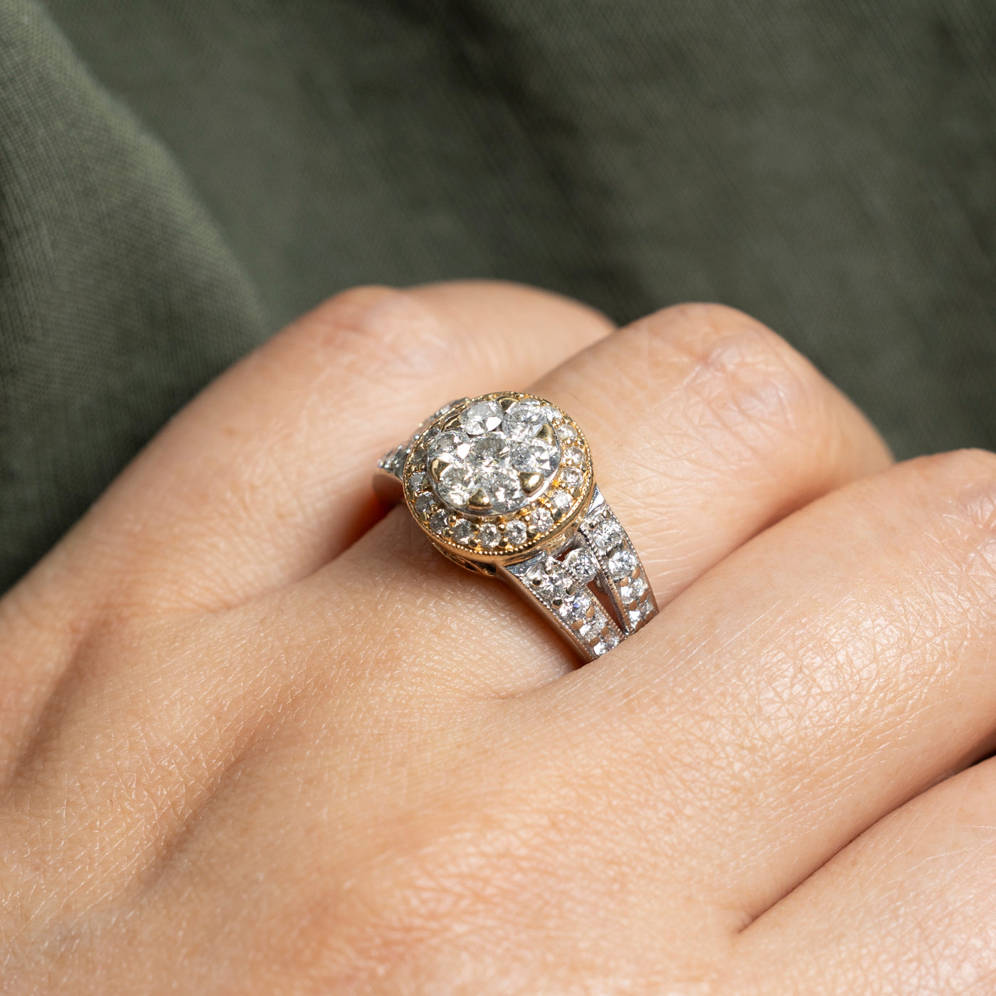 14k Diamond Cluster Halo Ring | 1.52ctw | SZ 7.25