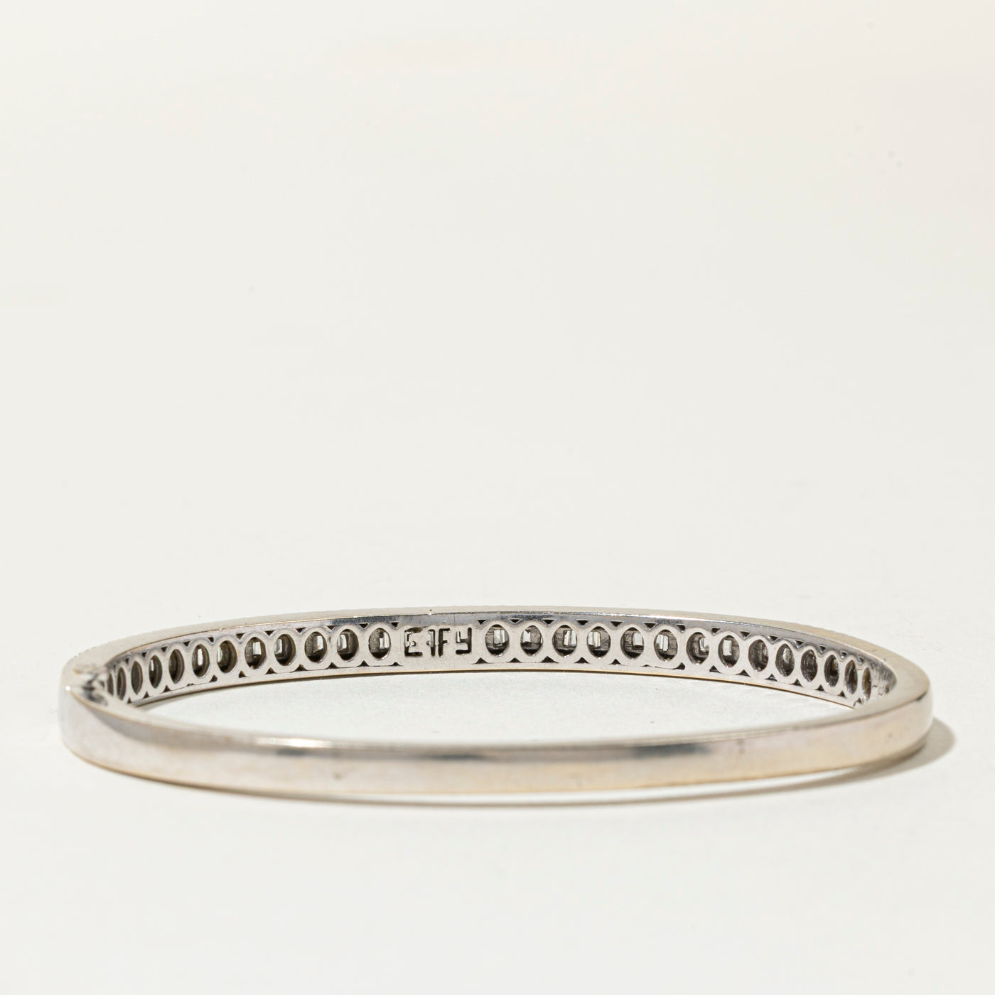 14k White Gold Diamond Bangle Bracelet | 1.18ctw | 6.75"