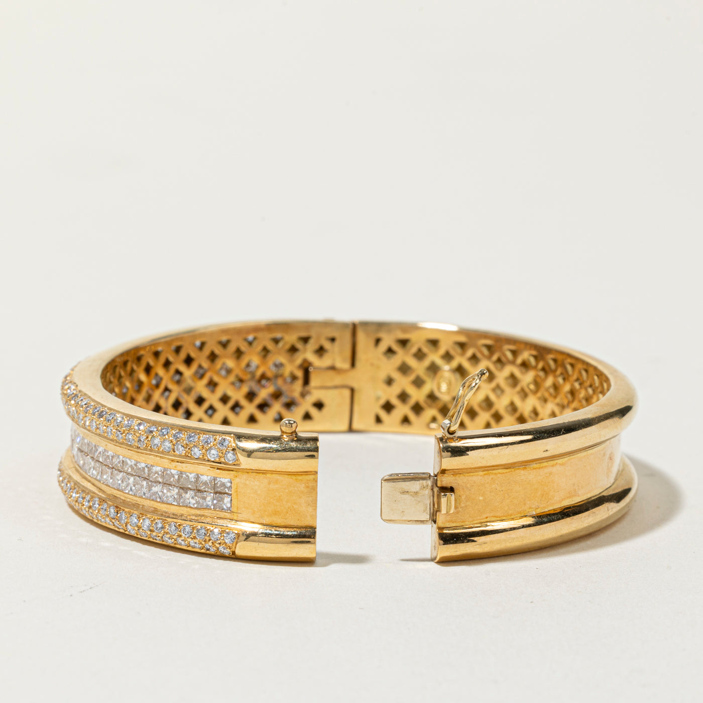 18k Diamond Multi Row Bangle Bracelet | 6.17ctw | 6.75"