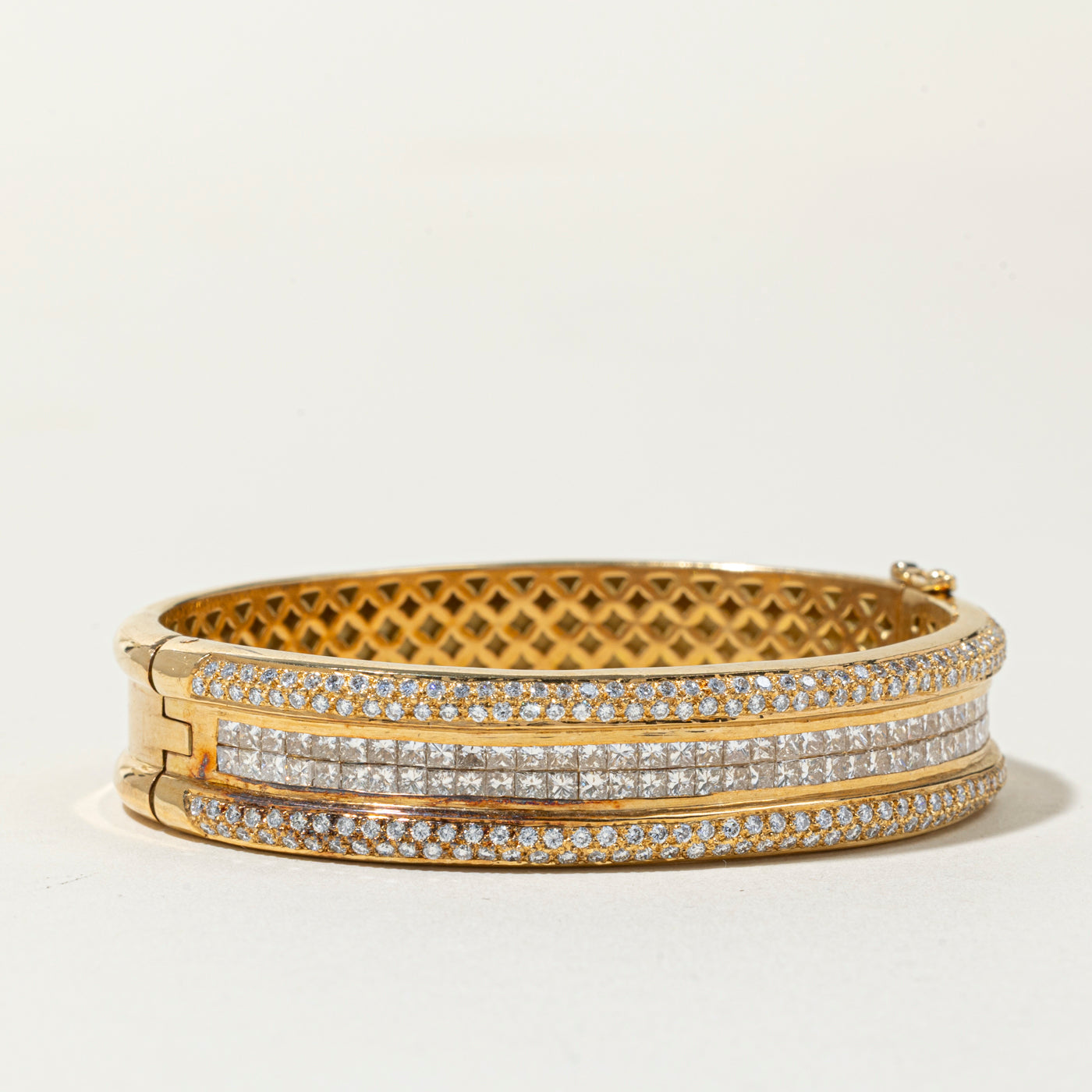 18k Diamond Multi Row Bangle Bracelet | 6.17ctw | 6.75"
