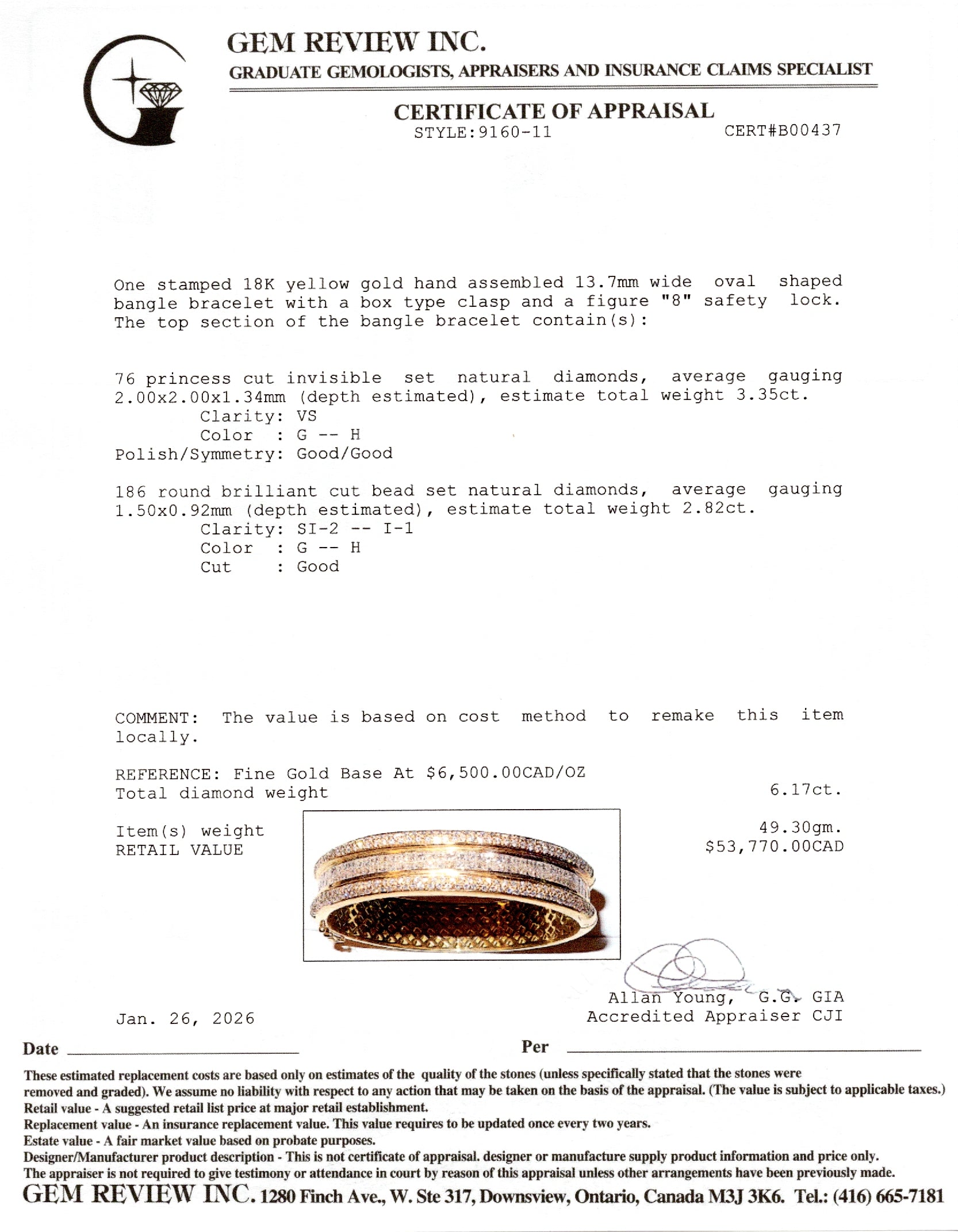 18k Diamond Multi Row Bangle Bracelet | 6.17ctw | 6.75"
