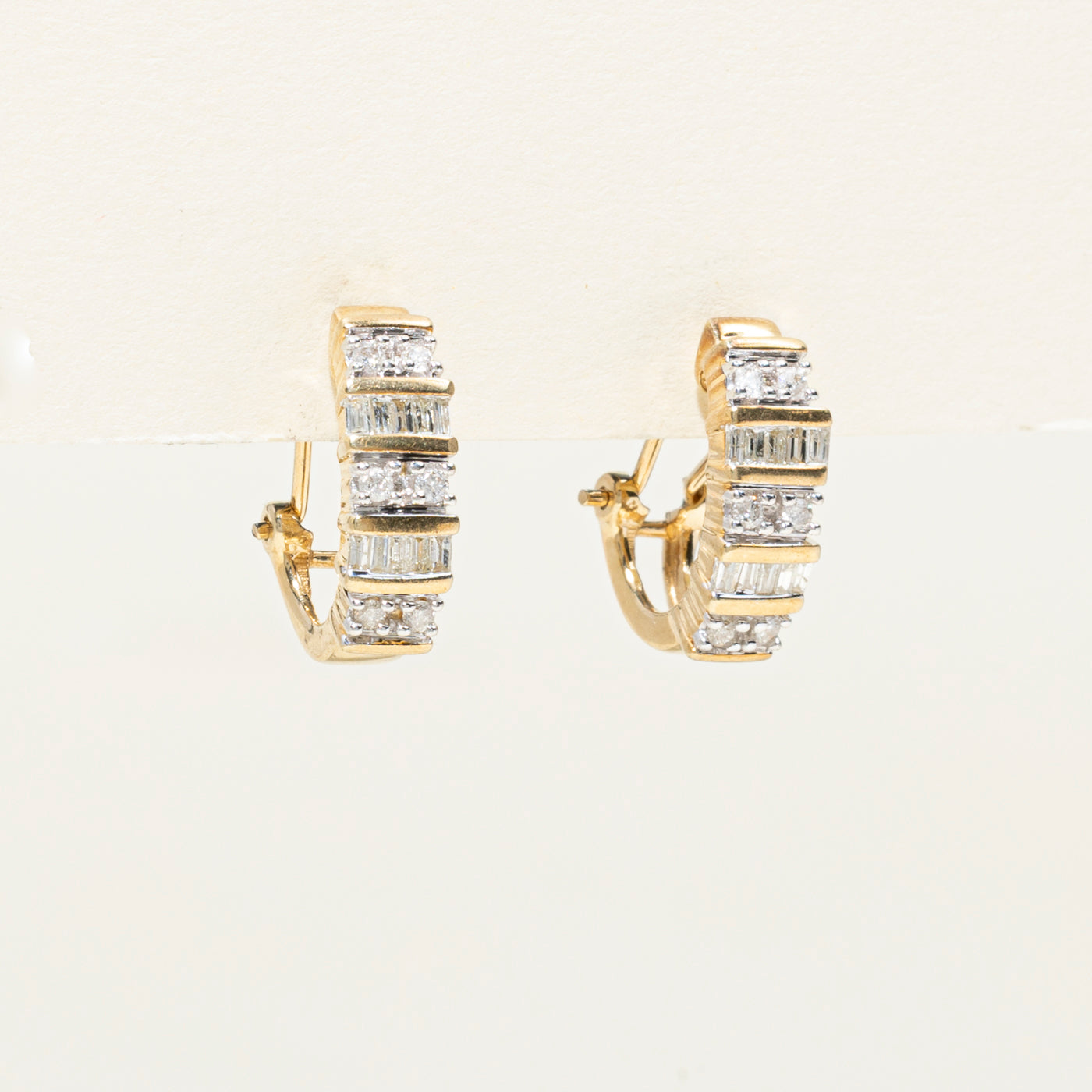14k Diamond Multi Row Half Hoop Earrings | 0.63ctw