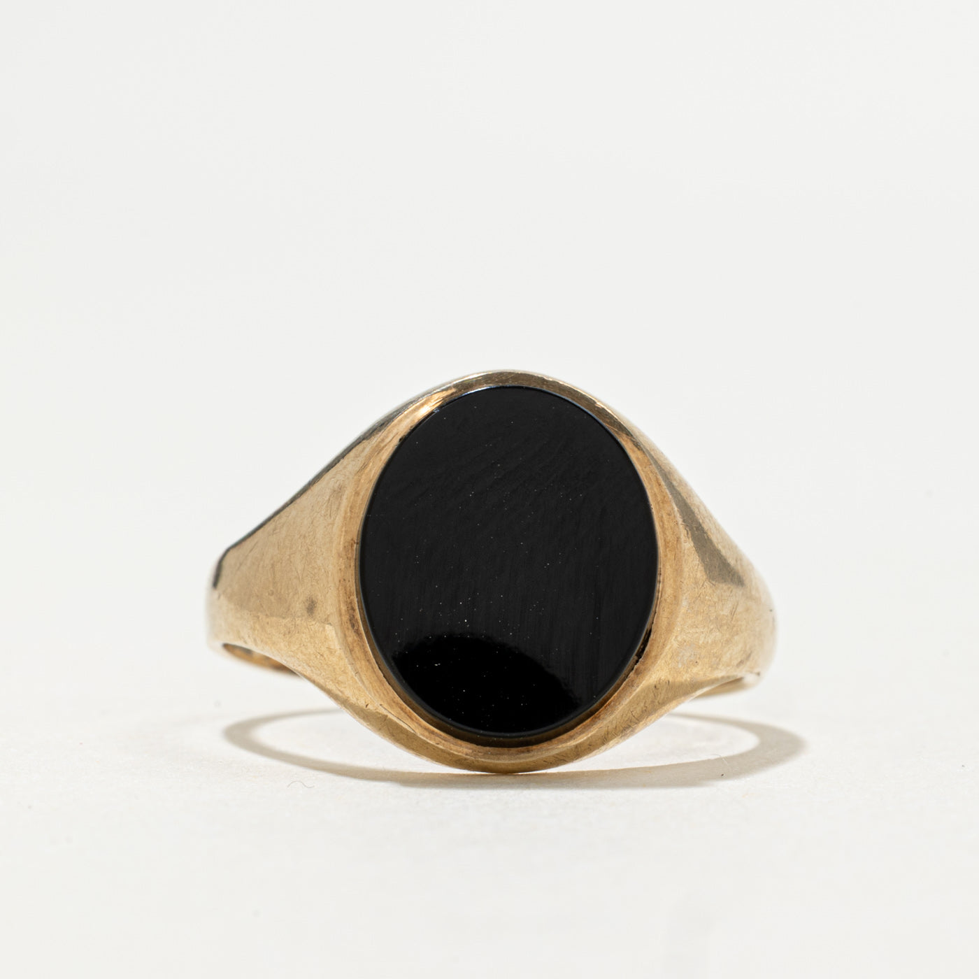1979 London 9K Oval Onyx Signet Ring | 2.0ct | SZ 6.75
