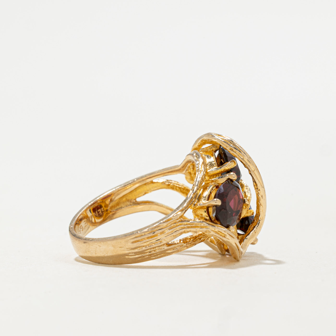 Vintage Canadian 14K Garnet Cluster Abstract Cocktail Ring | 2.10ctw | SZ 5.75