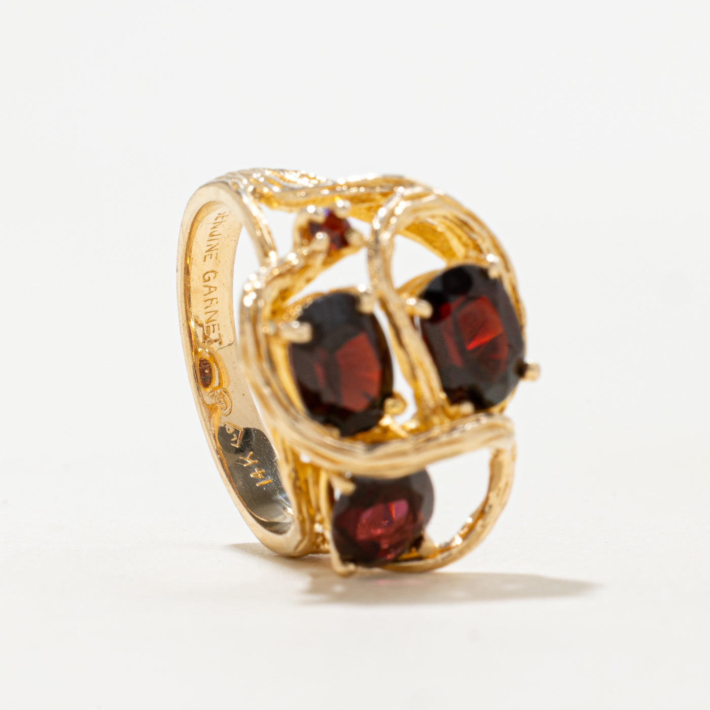 Vintage Canadian 14K Garnet Cluster Abstract Cocktail Ring | 2.10ctw | SZ 5.75