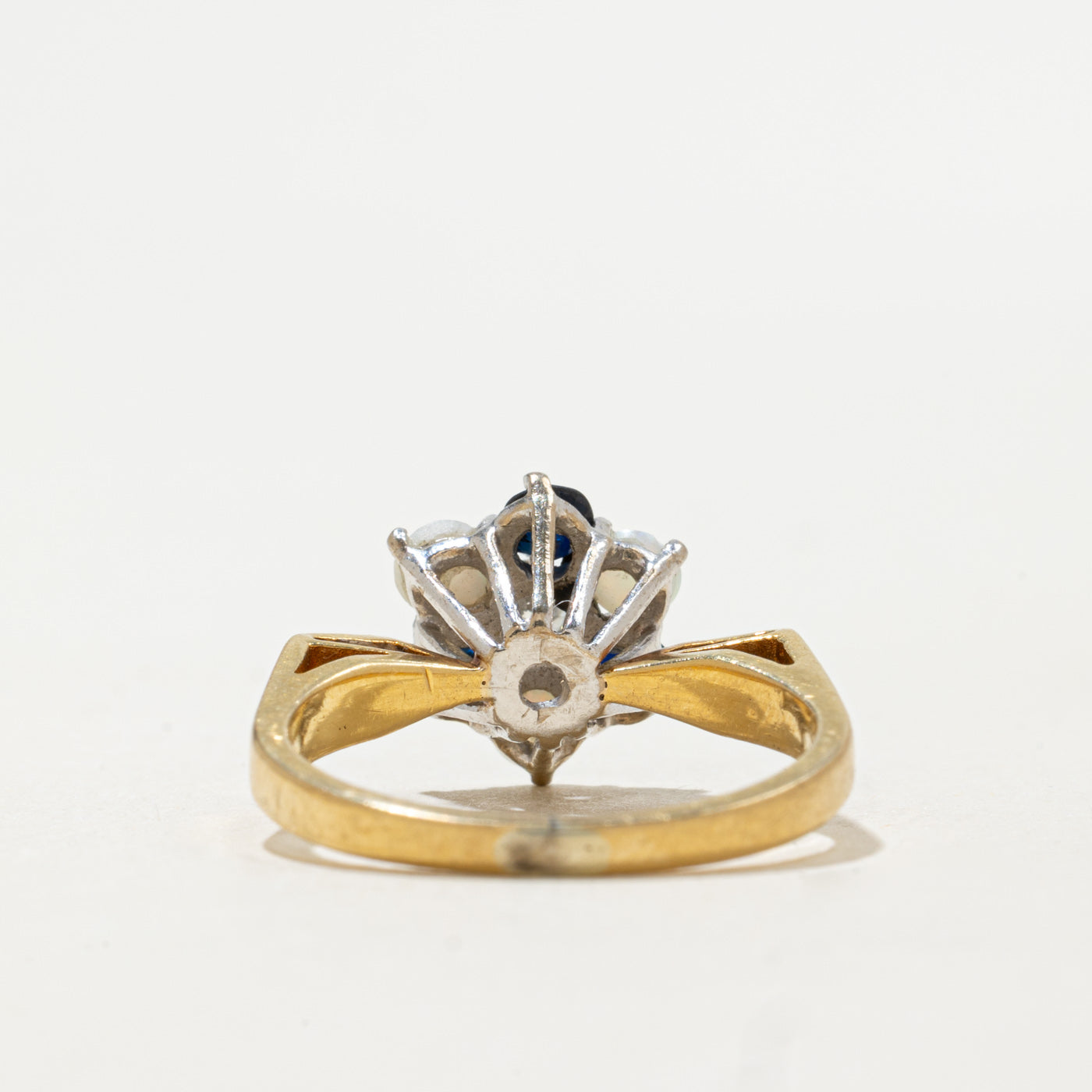 1970 London 18K Multi Gemstone & Diamond Floral Cluster Ring | 0.60ctw, 0.11ct | SZ 5.75