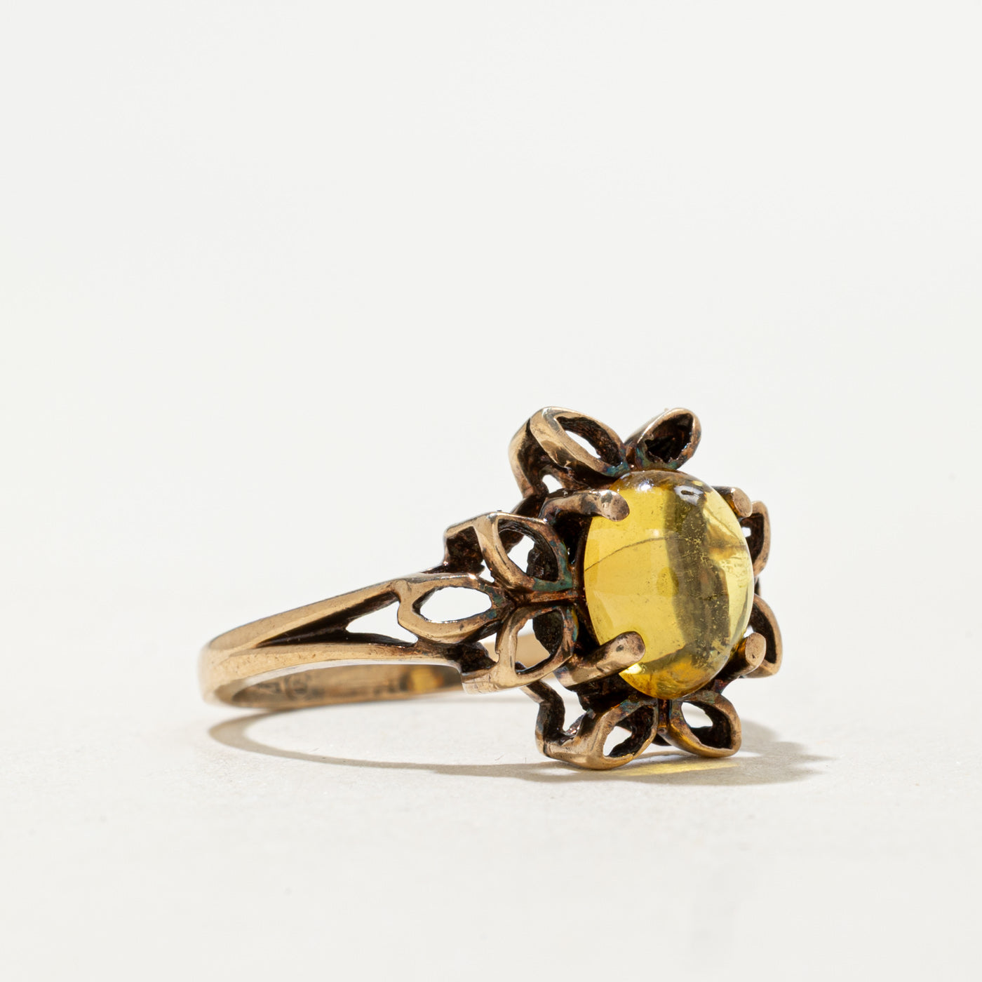 Vintage Canadian 10K Synthetic Yellow Sapphire Ring | 1.70ct | SZ 6.25