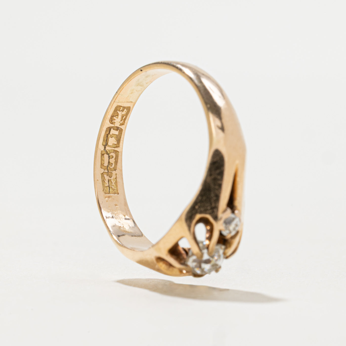 Pseudo Hallmarked 14K Belcher Set Old Mine Cut Diamond Ring | 0.46ctw | SZ 7.5