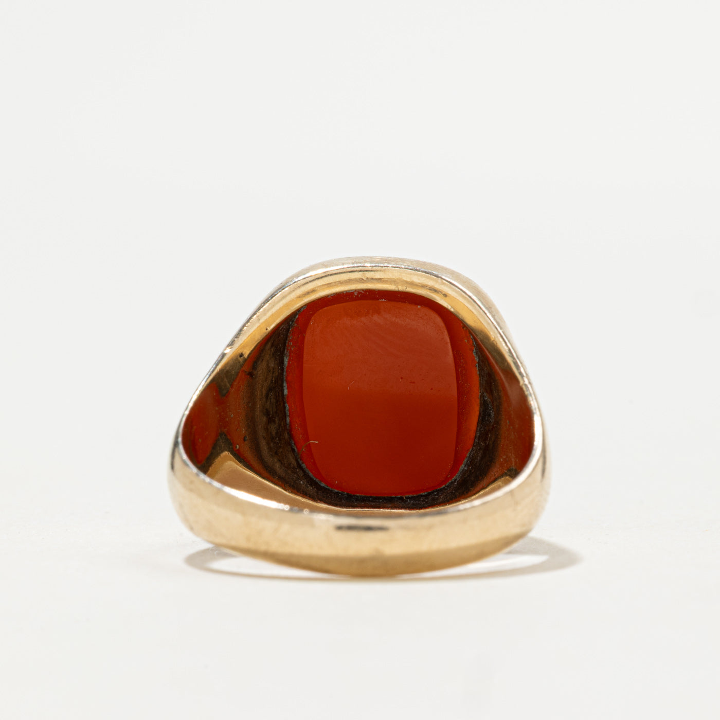 Bague chevalière en cornaline 9K, Londres, 1971 | 2,75 ct | Taille 8