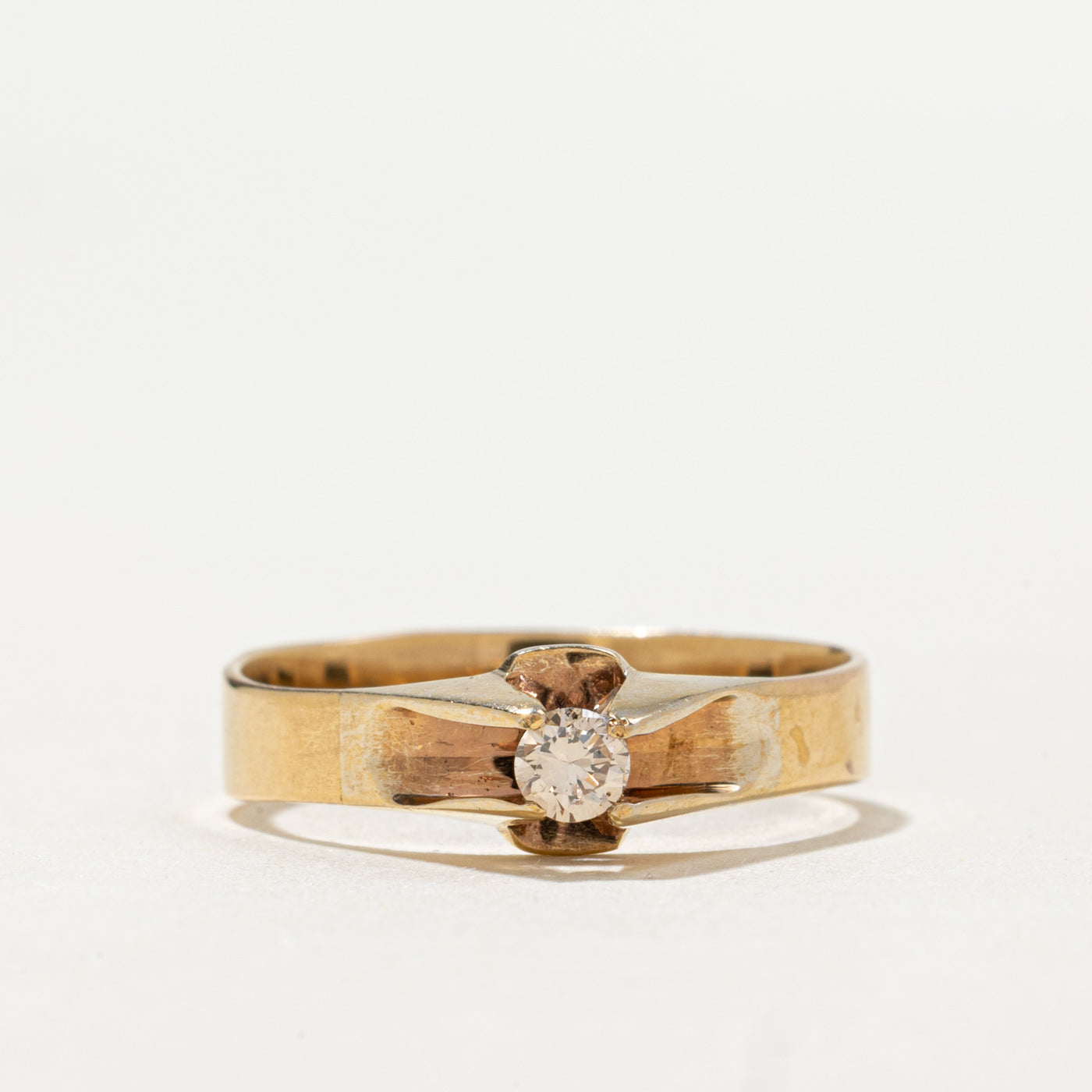 1991 Soviet Hallmarked Solitaire Belcher Set Ring | 0.10ct | SZ 7