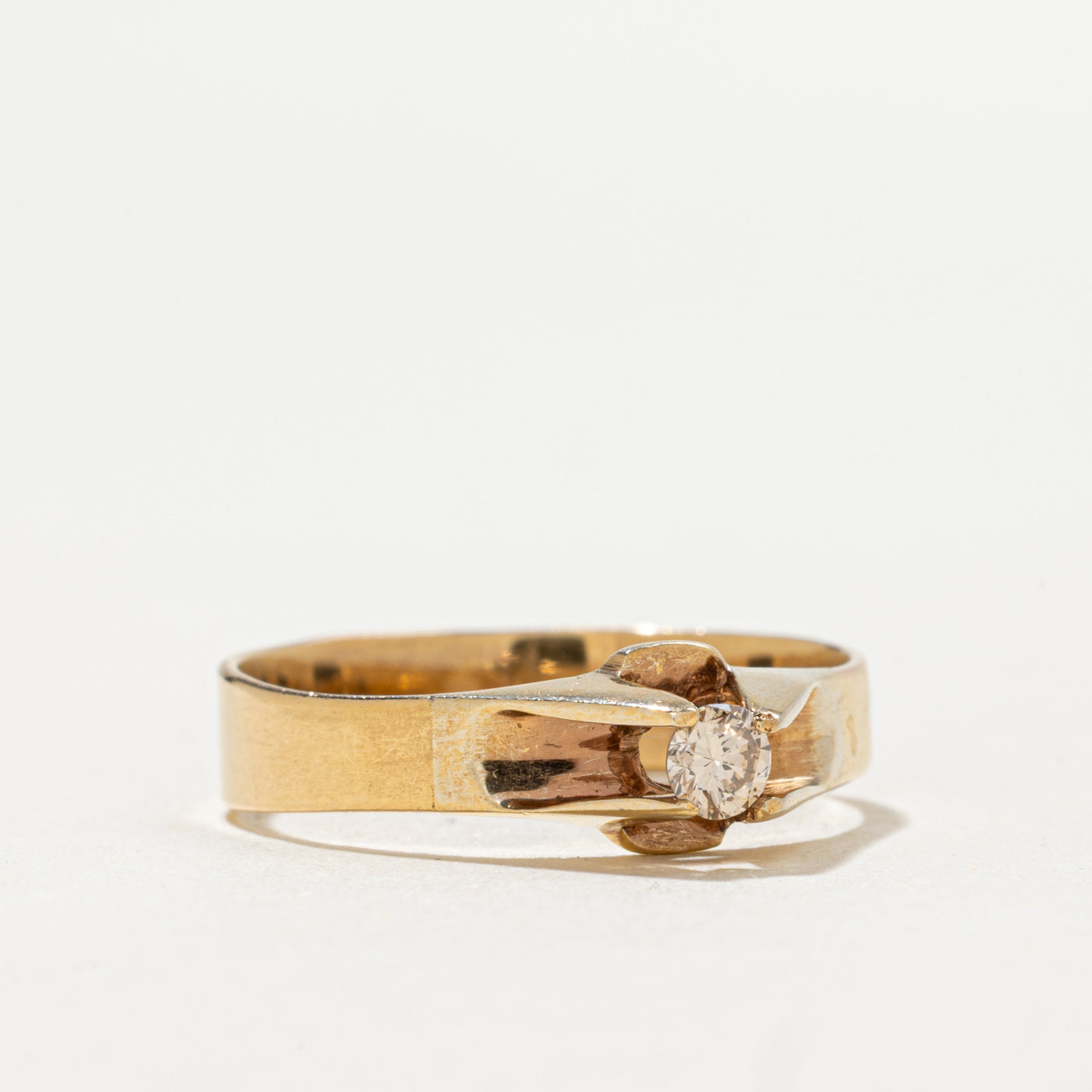 1991 Soviet Hallmarked Solitaire Belcher Set Ring | 0.10ct | SZ 7