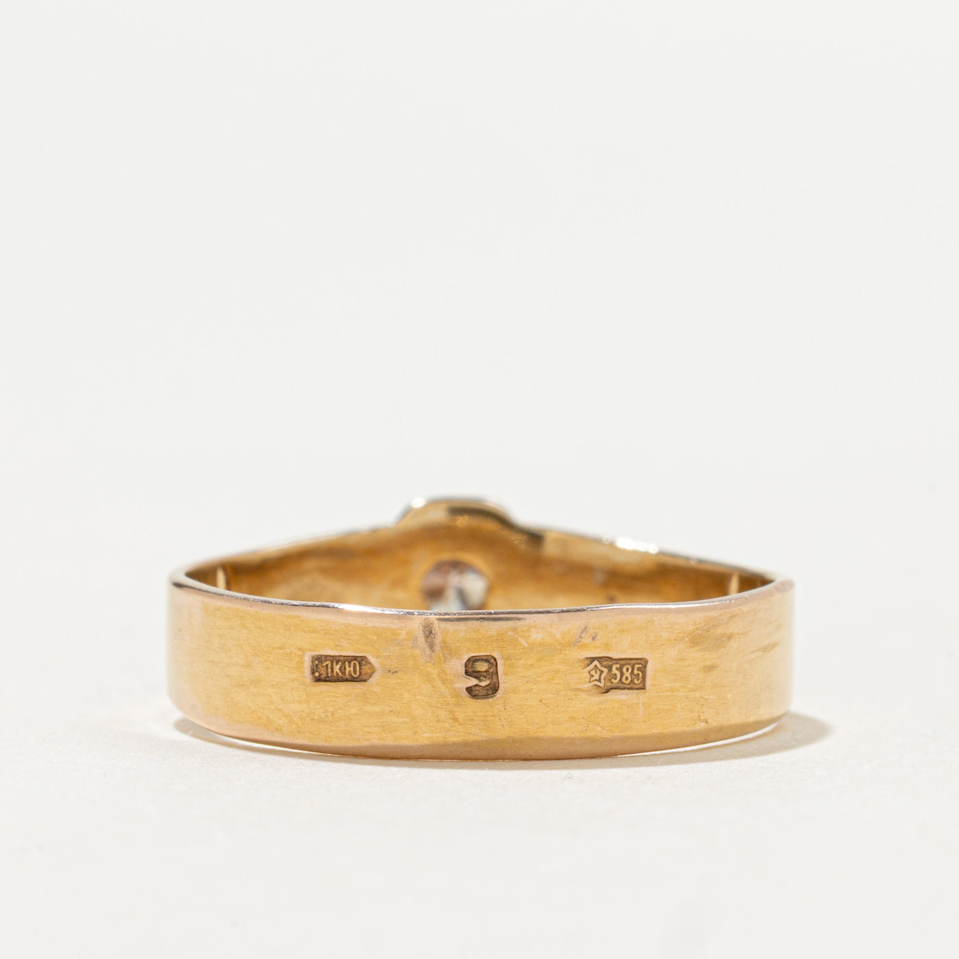 1991 Soviet Hallmarked Solitaire Belcher Set Ring | 0.10ct | SZ 7