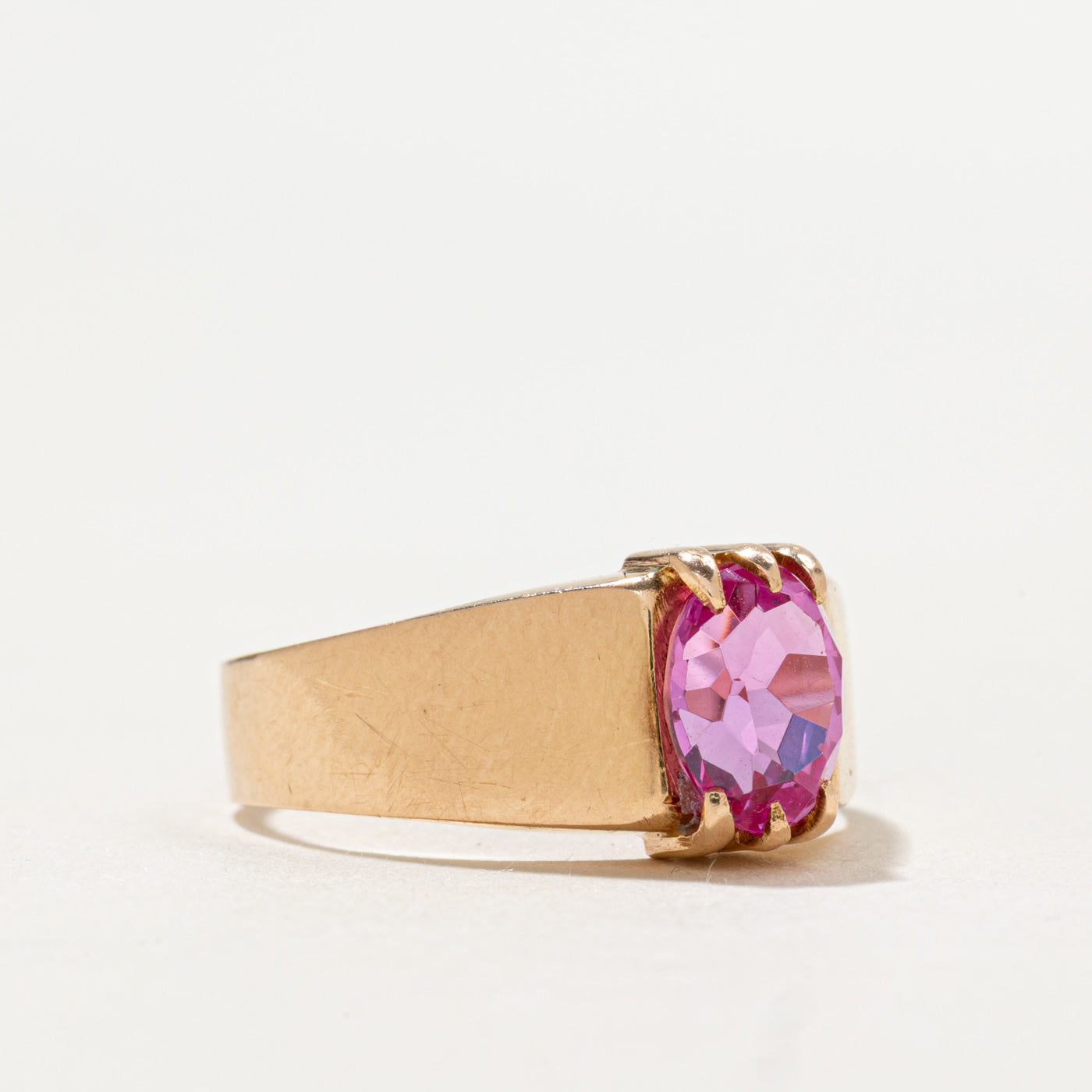 Azerbaijan 14K Oval Cut Synthetic Sapphire Ring | 1.50ct | SZ 7.75