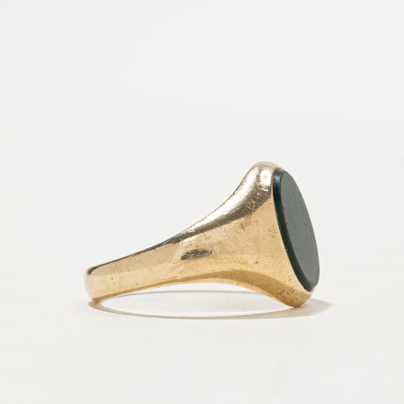 1967 Birmingham 9K Bloodstone Signet Ring | 1.80ct | SZ 8.5