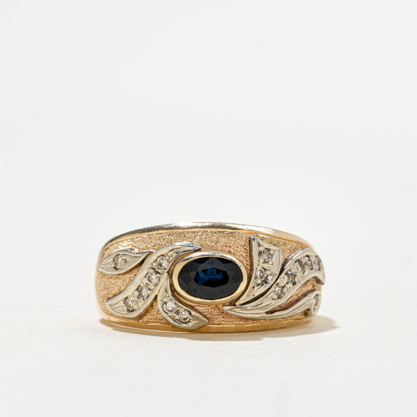 East West Sapphire & Diamond Floral Accented Ring | 0.50ct, 0.16ctw | SZ 7.5