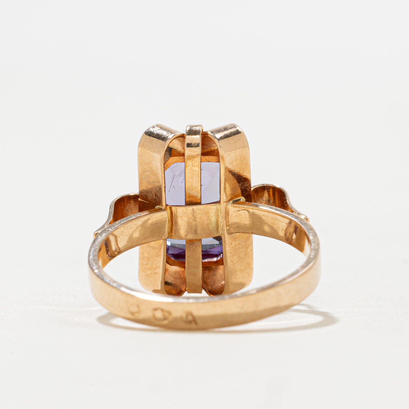 Vintage Polish 14K Synthetic Purple Spinel Abstract Ring | 2.0ct | SZ 5.5