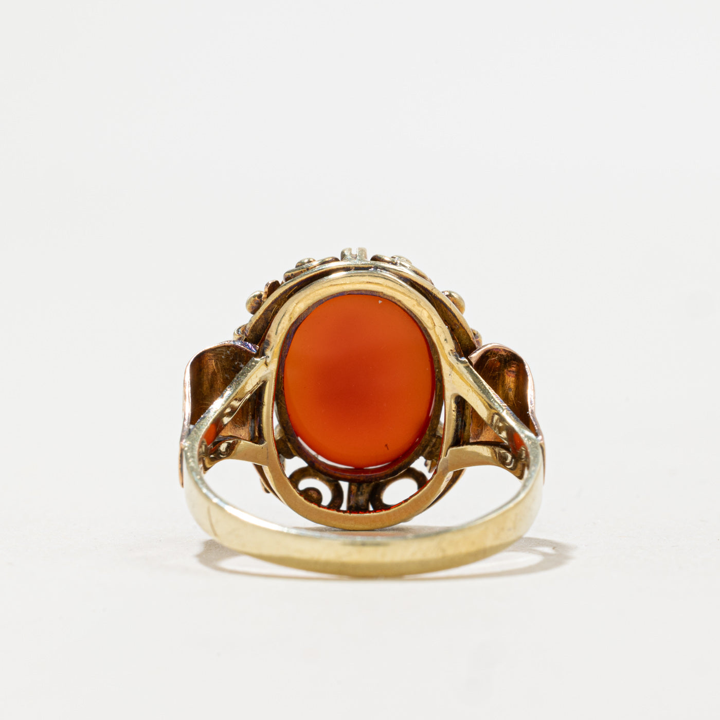 14K Carnelian Scrollwork Cocktail Ring | 2.90ct | SZ 7.25
