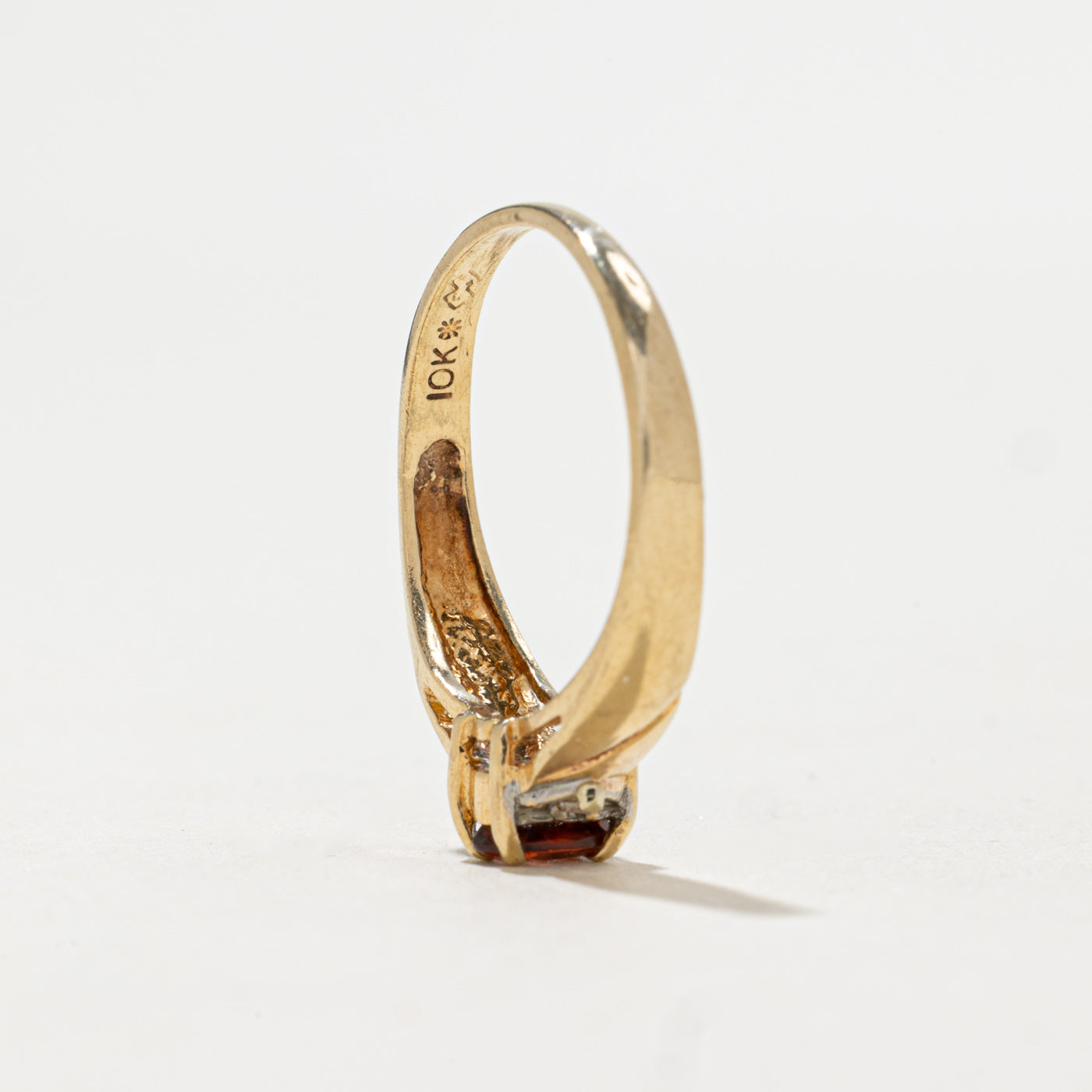 10K Garnet & Diamond Accented Ring | 0.20t, 0.01ctw | SZ 5