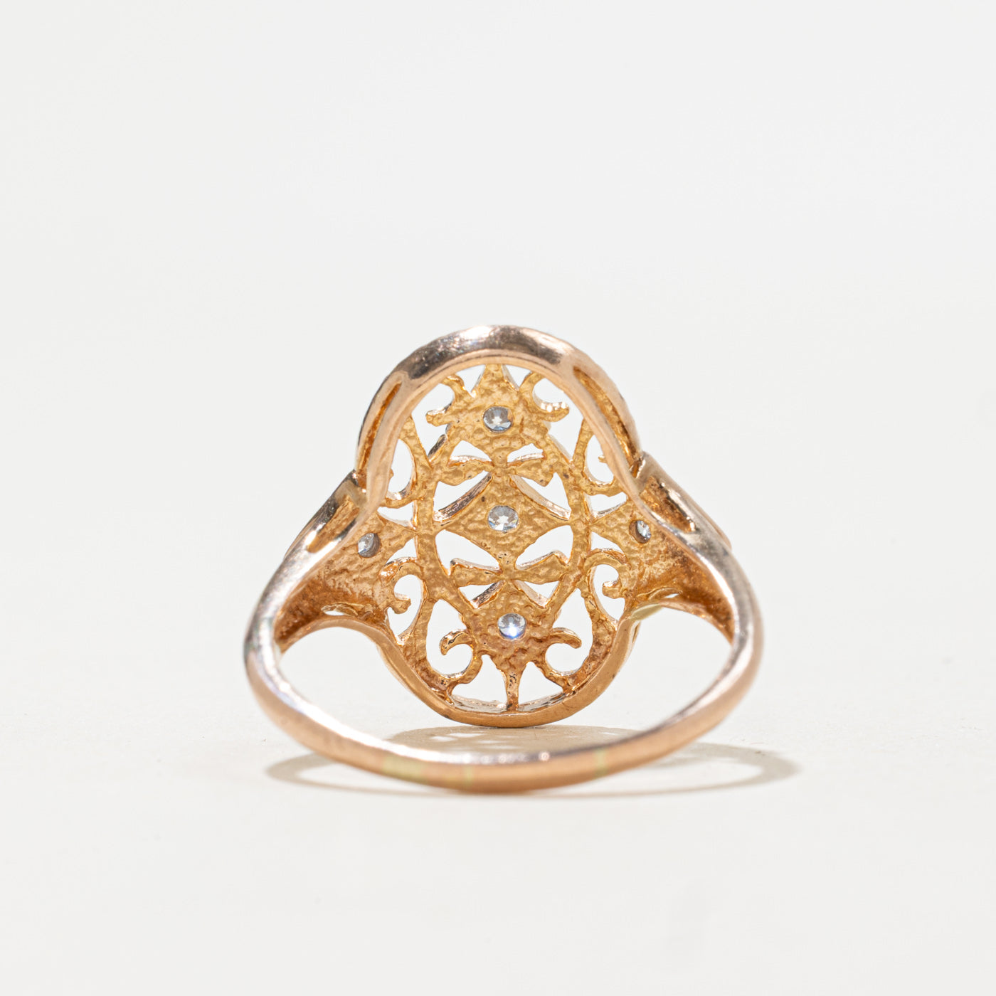 10K Rose Gold Diamond Scrollwork Ring | 0.07ctw | SZ7